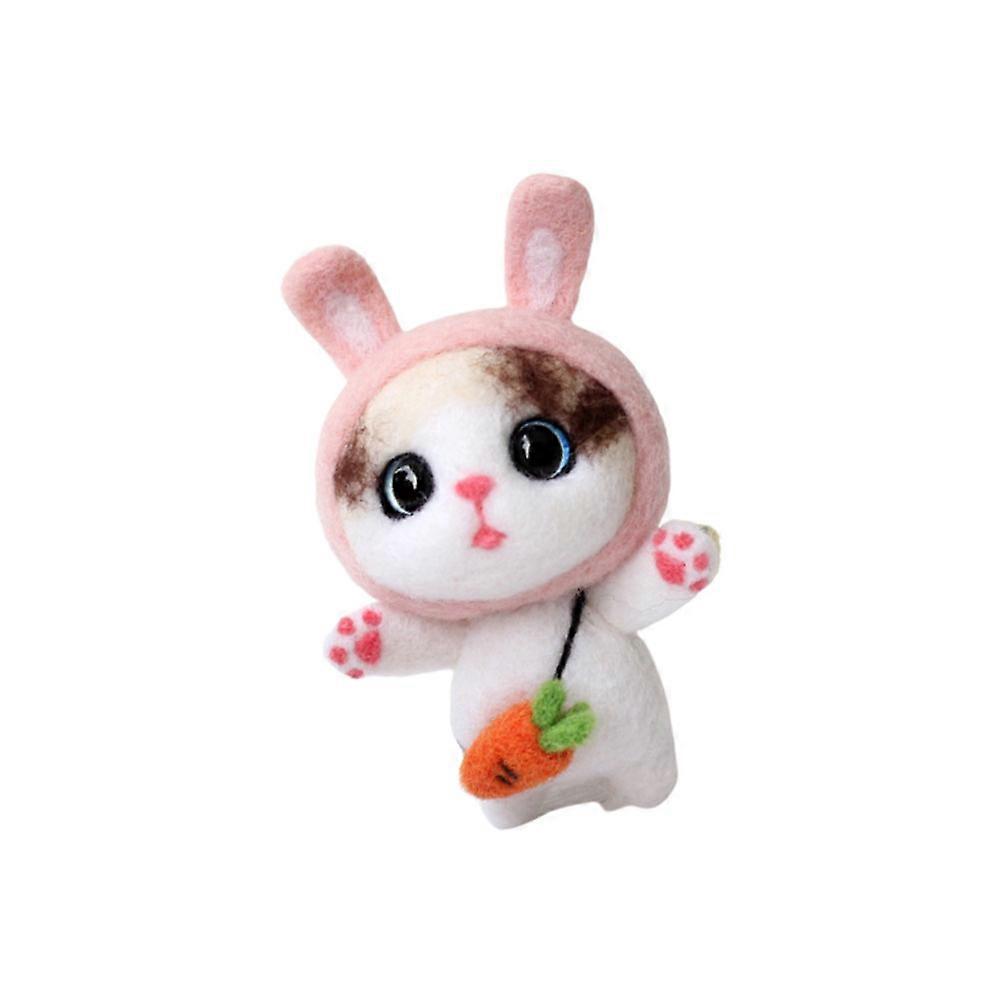 Plush Cat DIY Wool Felting Doll for DIY 2Pcs Cartoon Needle Felting Kit
