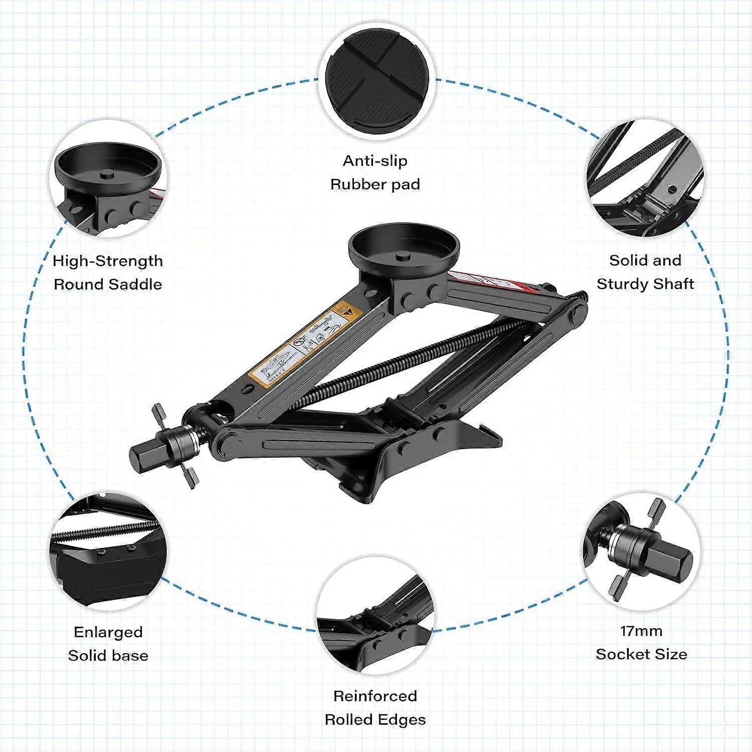 ג'ק מספריים לרכב חדש 3 טון ערכת ג'ק לרכב 3000 ק"ג עם מפתח ברגים ידני כלי מוסך מס' 9861