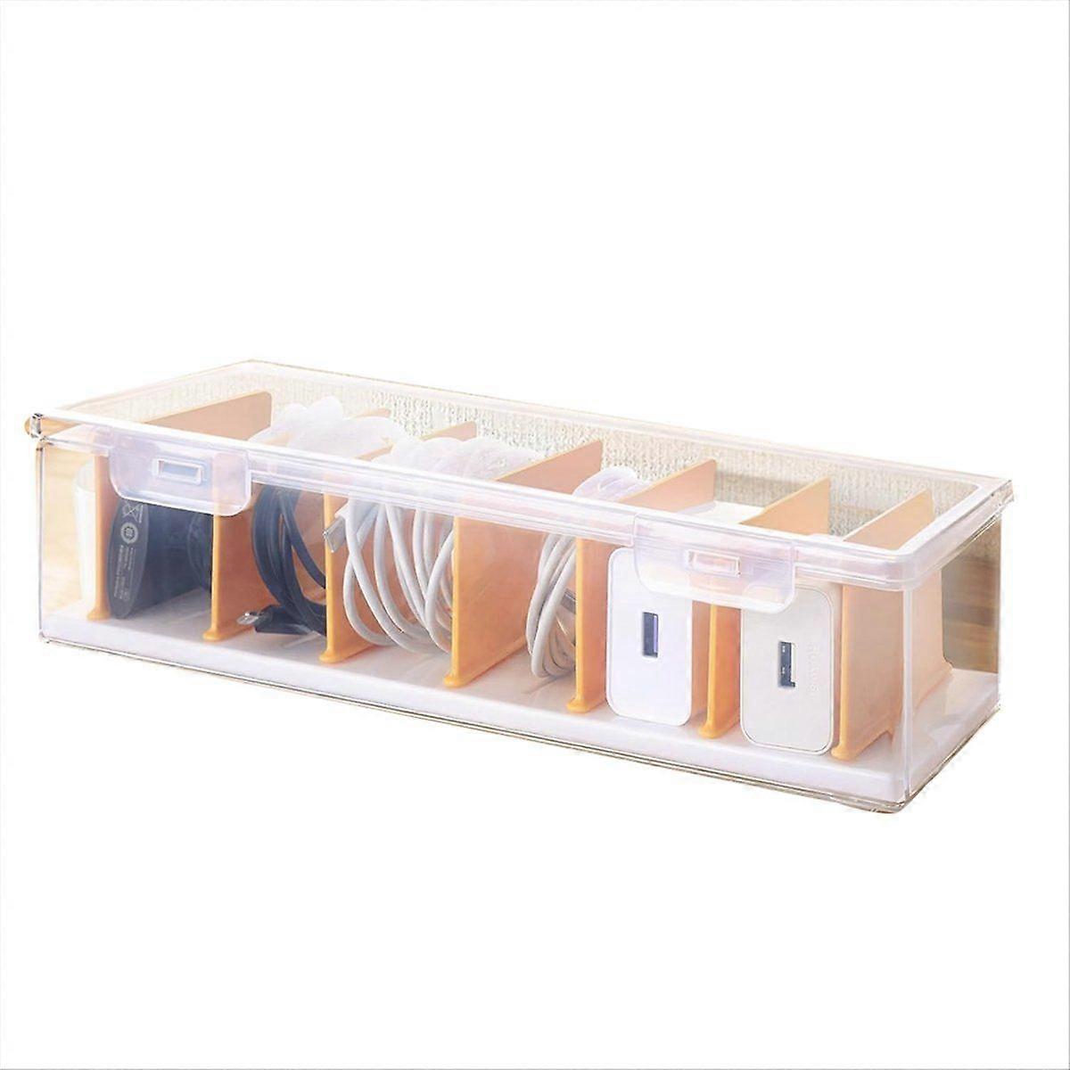 Clear Cable Organizer Box with Lid, Charger Cable Cord Storage
