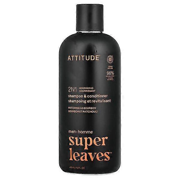 ATTITUDE, Super LeavesÃÂ¢ÃÂÃÂ¢, 2N1 Nourishing Shampoo & Conditioner, For Men, Patchouli & Bourbon, 14 fl oz (415 ml)