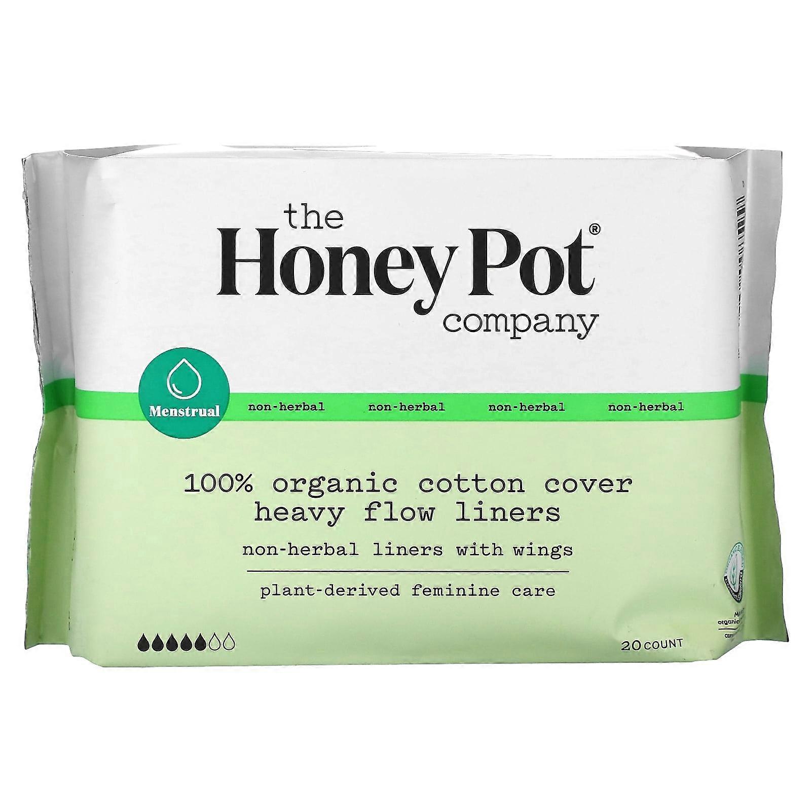 100% Organic Cotton Cover Heavy Flow Liners, 20 Count
