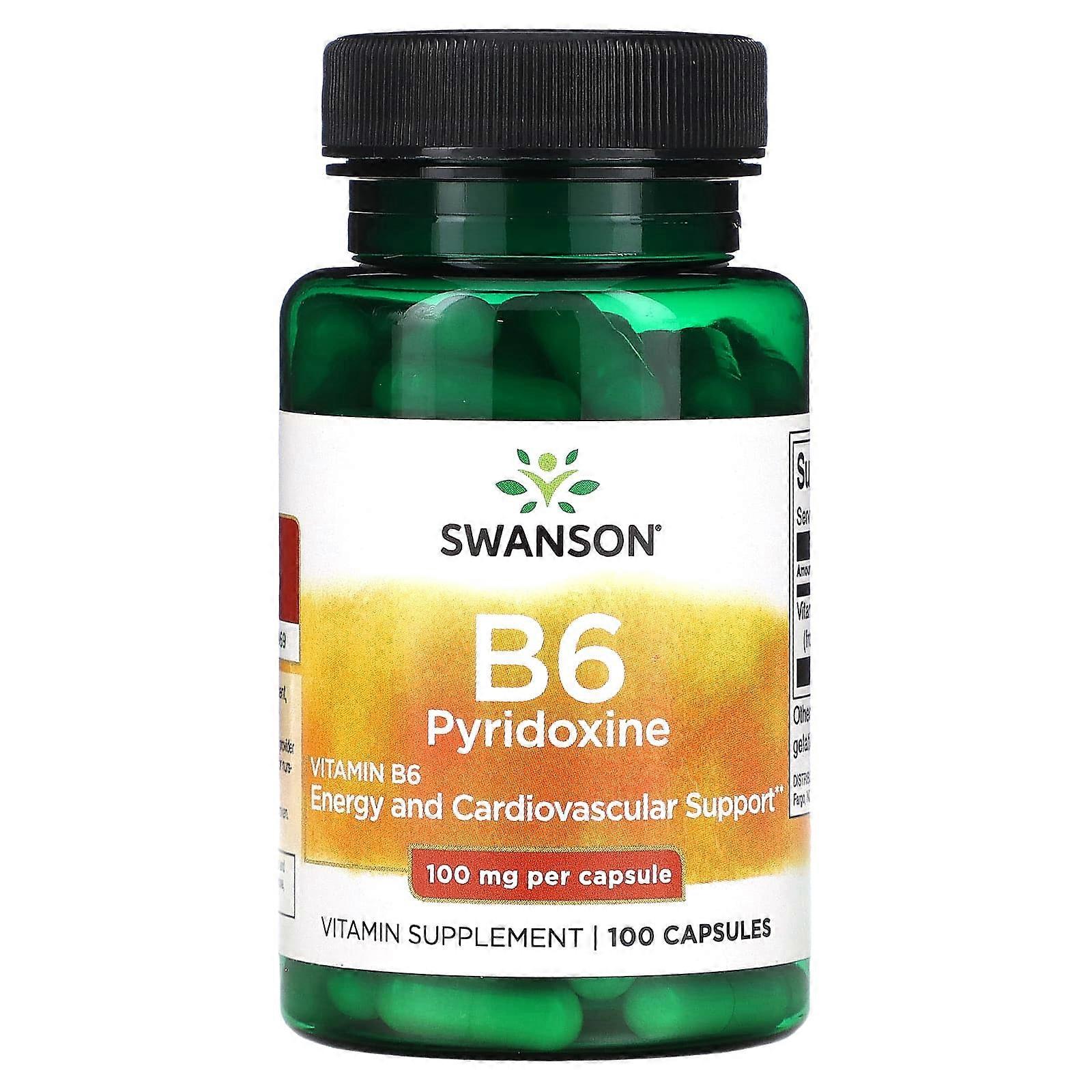B6 Pyridoxine, 100 mg, 100 Capsules