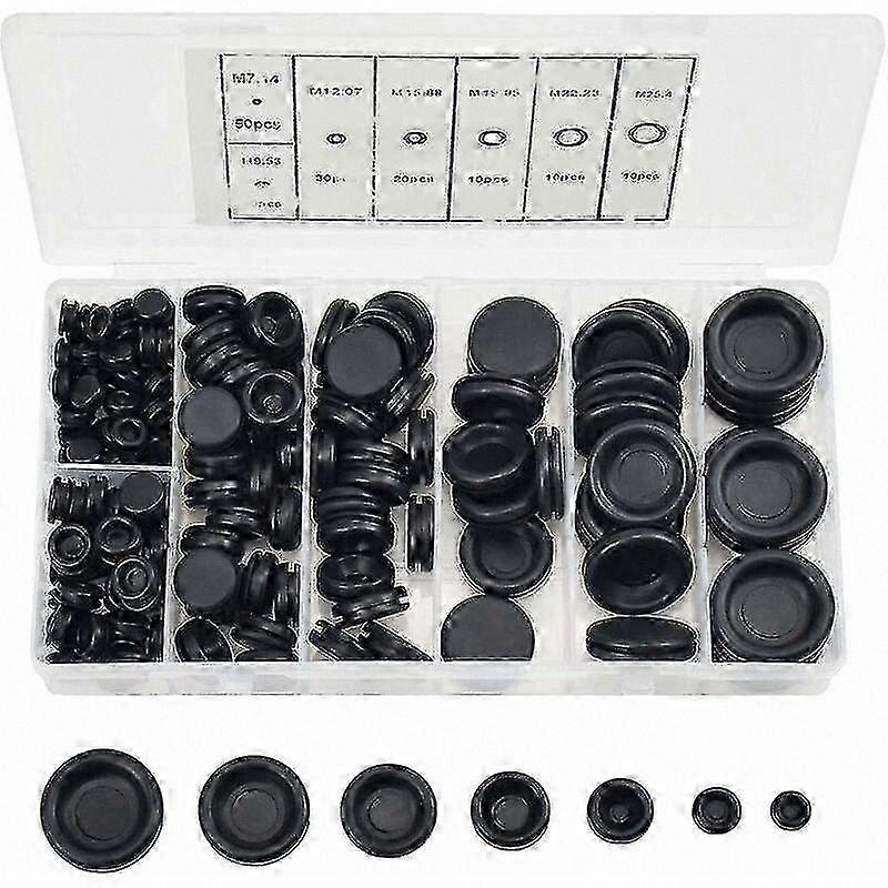 Rubber Grommet Kit, 170 Pieces Hole Plugs in 7 Sizes with Storage Case for Automotive and Plumbing Applications