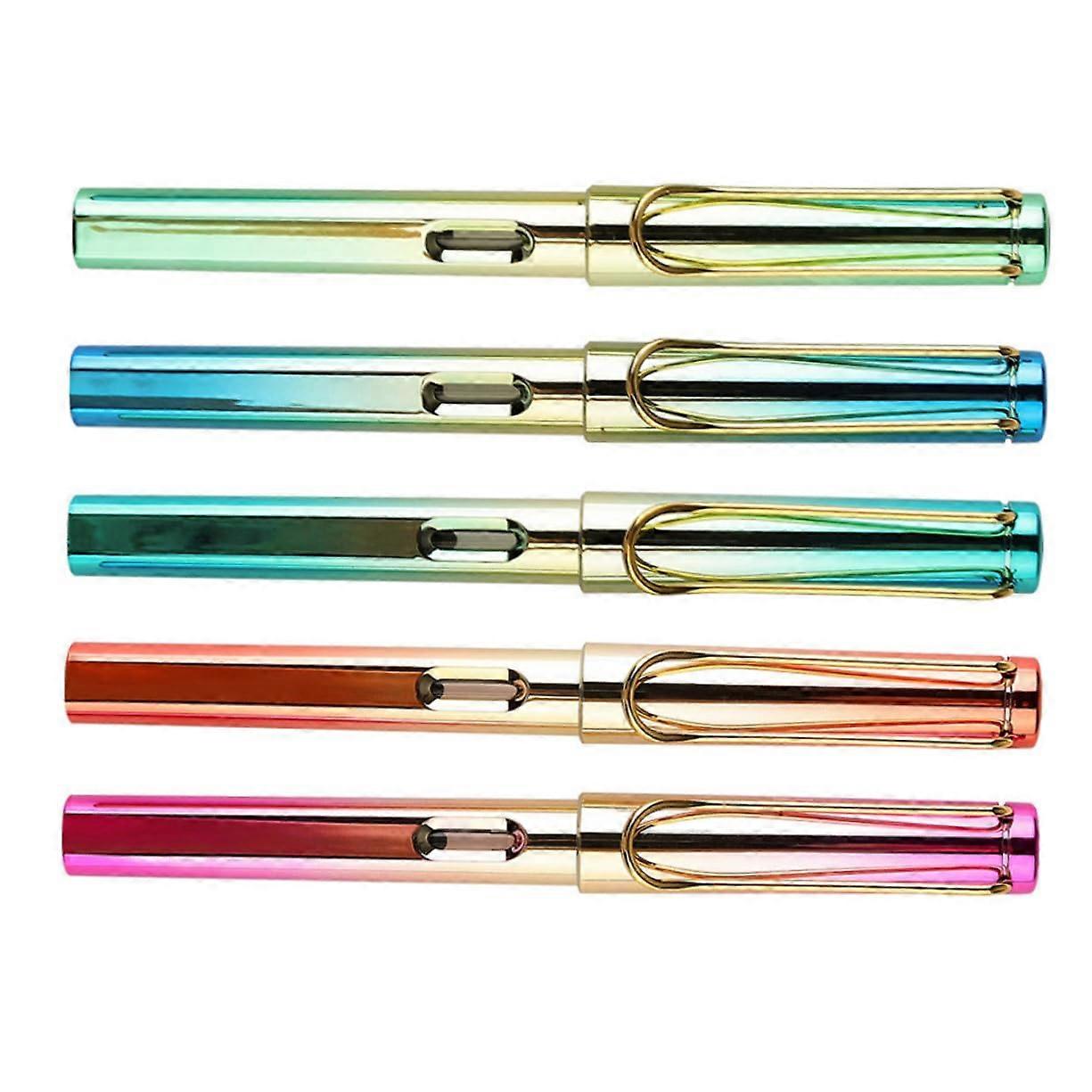 5Pcs Colored Fountain Pens  Refillable Calligraphy Set For Students, Practice Handwriting, MultiColor Writing Pens