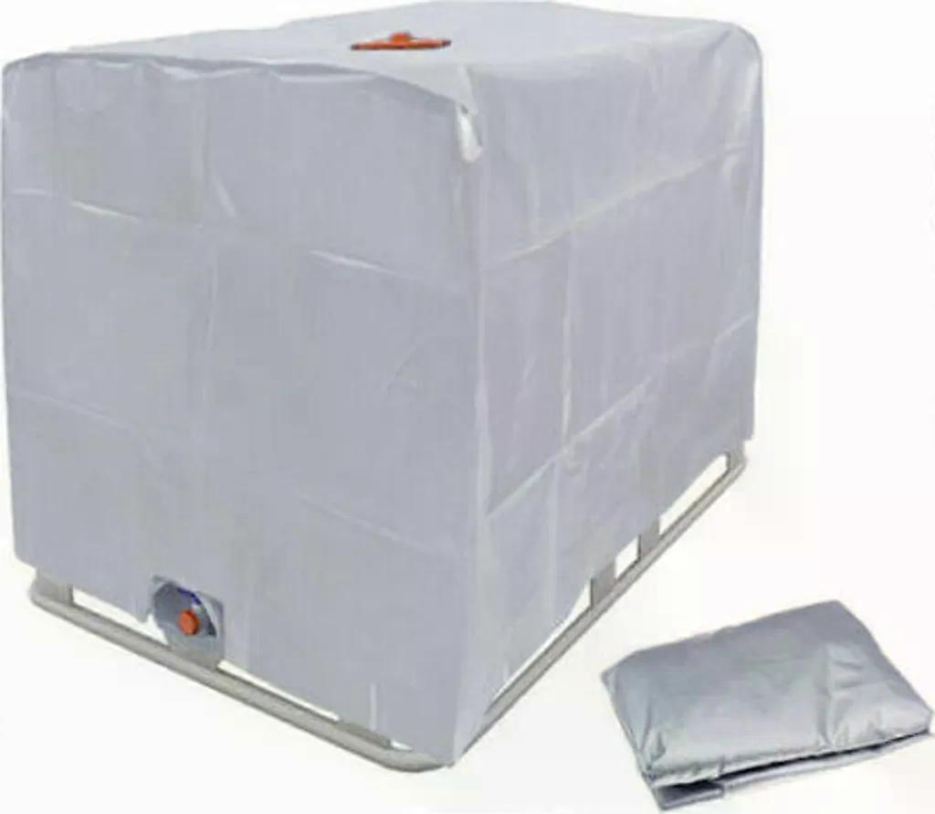 IBC cover 1000L, silver, 120x100x116cm, 210D polyester with hole cutout, year-round algae protection