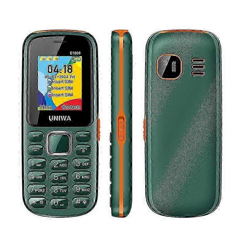 Telefone com teclado para idosos UNIWA E1808, 1,77 polegadas SC6531E, lanterna LED, 21 teclas, rede: 2G, três SIM, plugue UE 25-26s