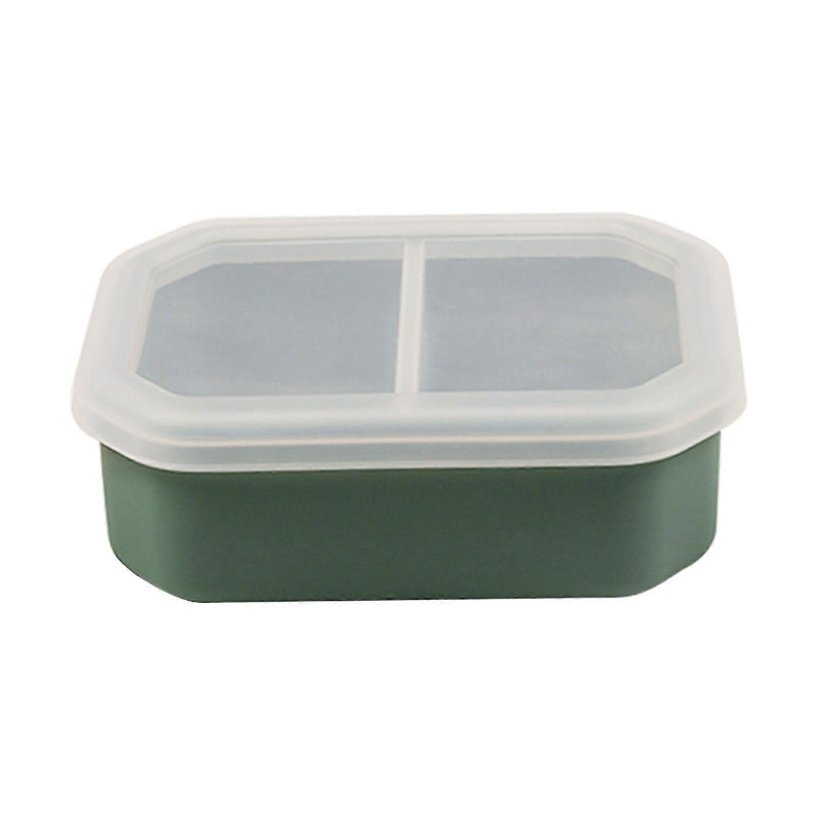 Silicone Lunch Box Double Compartment Bento Box Portable Microwave-Safe Meal Prep Container for Work School Picnics
