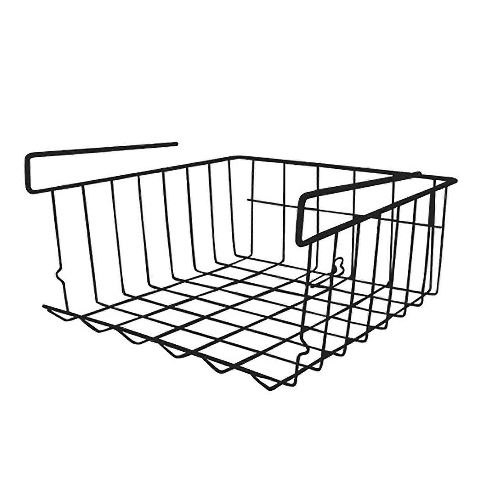 Hanging Storage Basket Under Cabinet Shelf Kitchen Wardrobe Stackable Layered Organiser Noir One Size