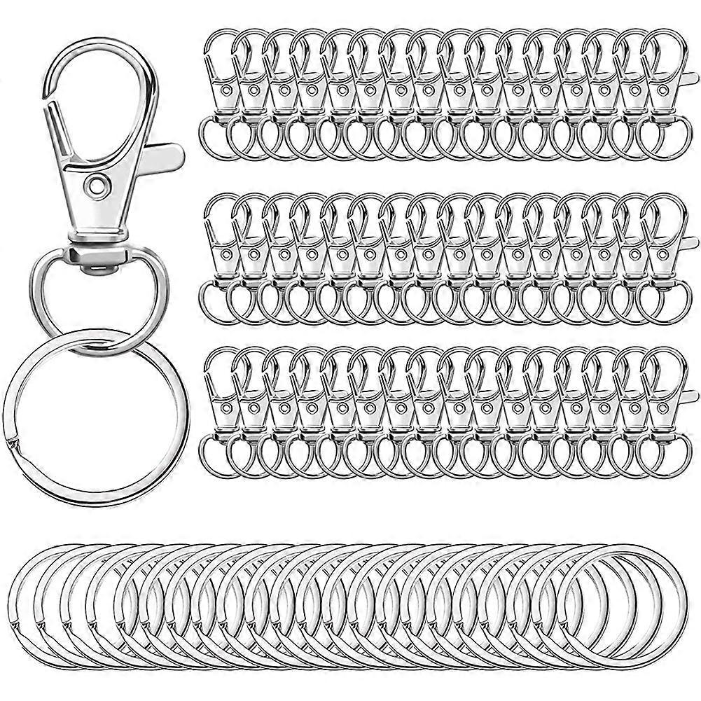 100PCS Swivel Clasps Lanyard Snap Hooks with Key Rings Key Chain Clip Hooks Lobster Claw Clasps for Keychains Jewelry