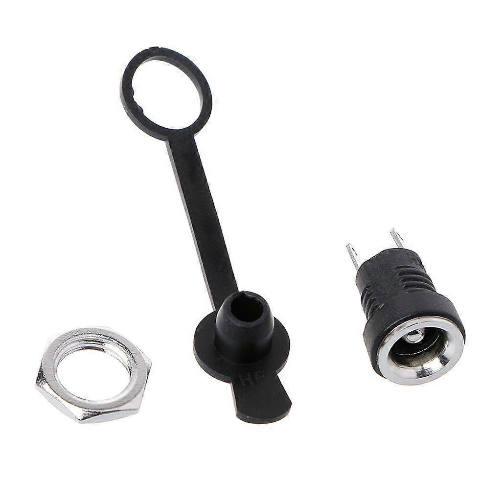 DC Power Jack Plug Socket 5.5mmx2.5mm Female Panel Mounting Adapter Connector with Waterproof Cap Power Outlet Dust Plug