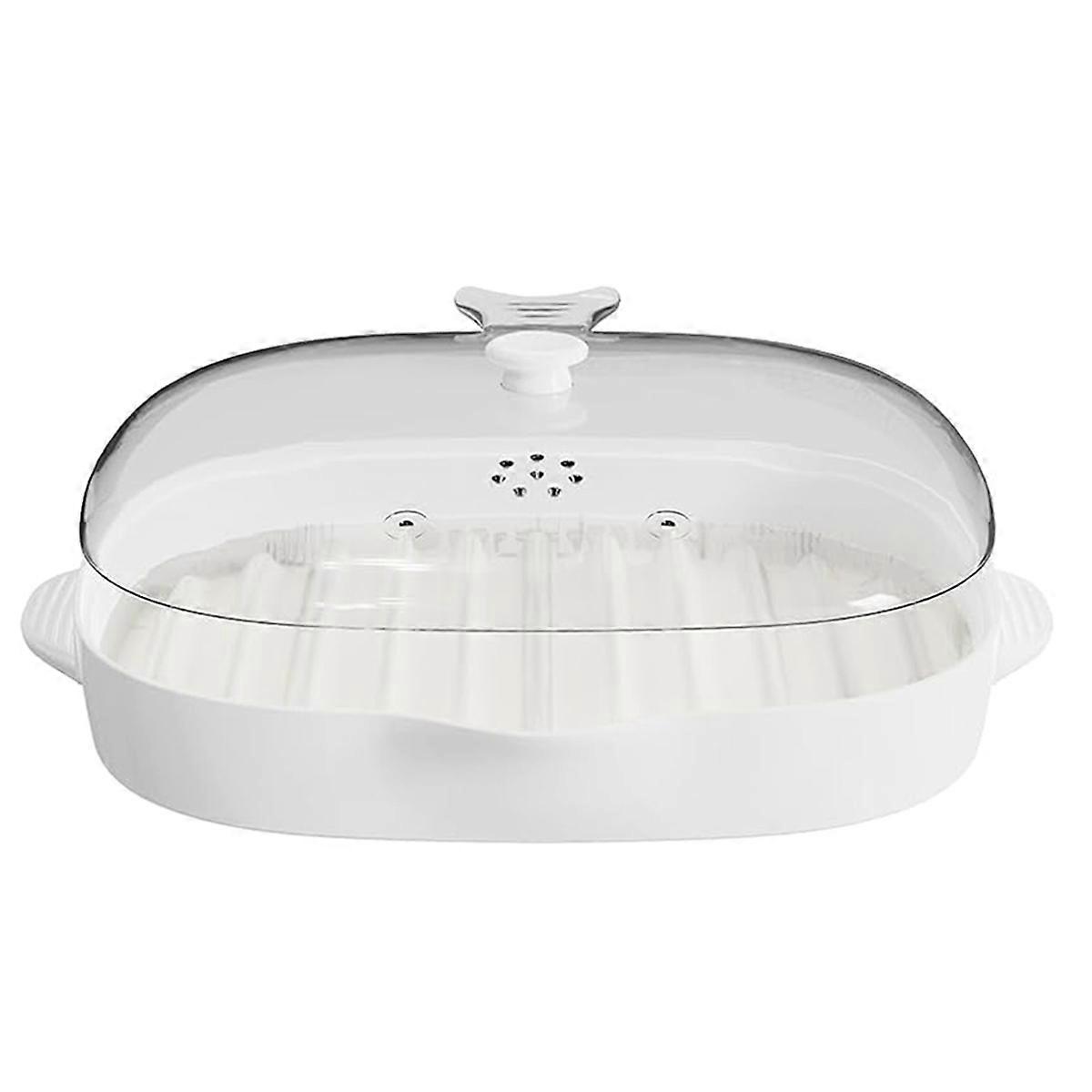 Microwave Bacon Cooker Tray, Microwavable Bacon Grill with Splatter Lid, Make Crispy in Minutes, White