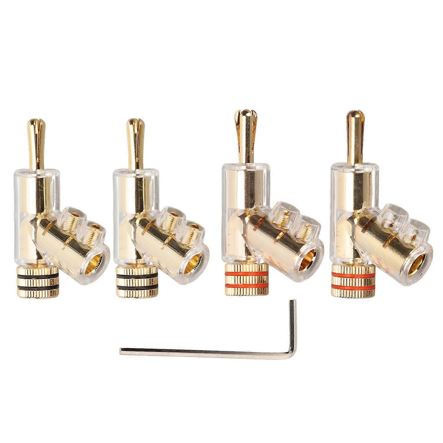4pcs BA1403 Locking Banana Connectors 24K Gold Plated Locking Speaker Plug for Speakers
