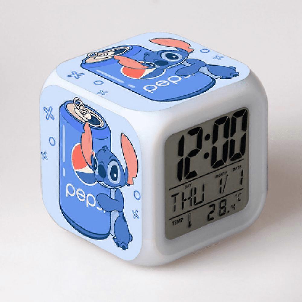 LED Alarm Clock with Stitch Pattern, Glowing Colorful Digital Table Clock, Compatible with HTNL#243, Gift for Kids, Adults