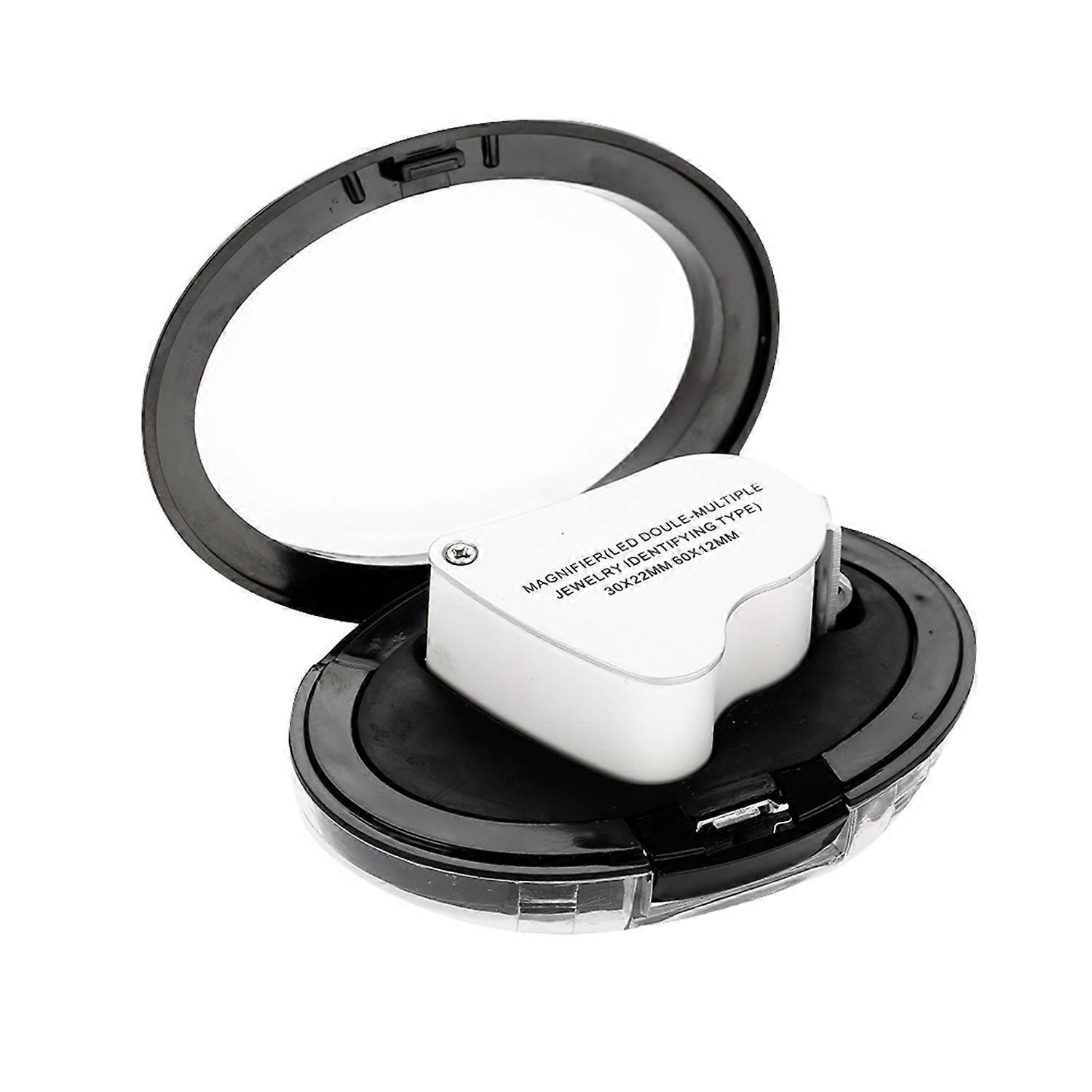 30X 60X Double Lens Portable Magnifier Pocket Magnifier with LED for Jewelry Checking