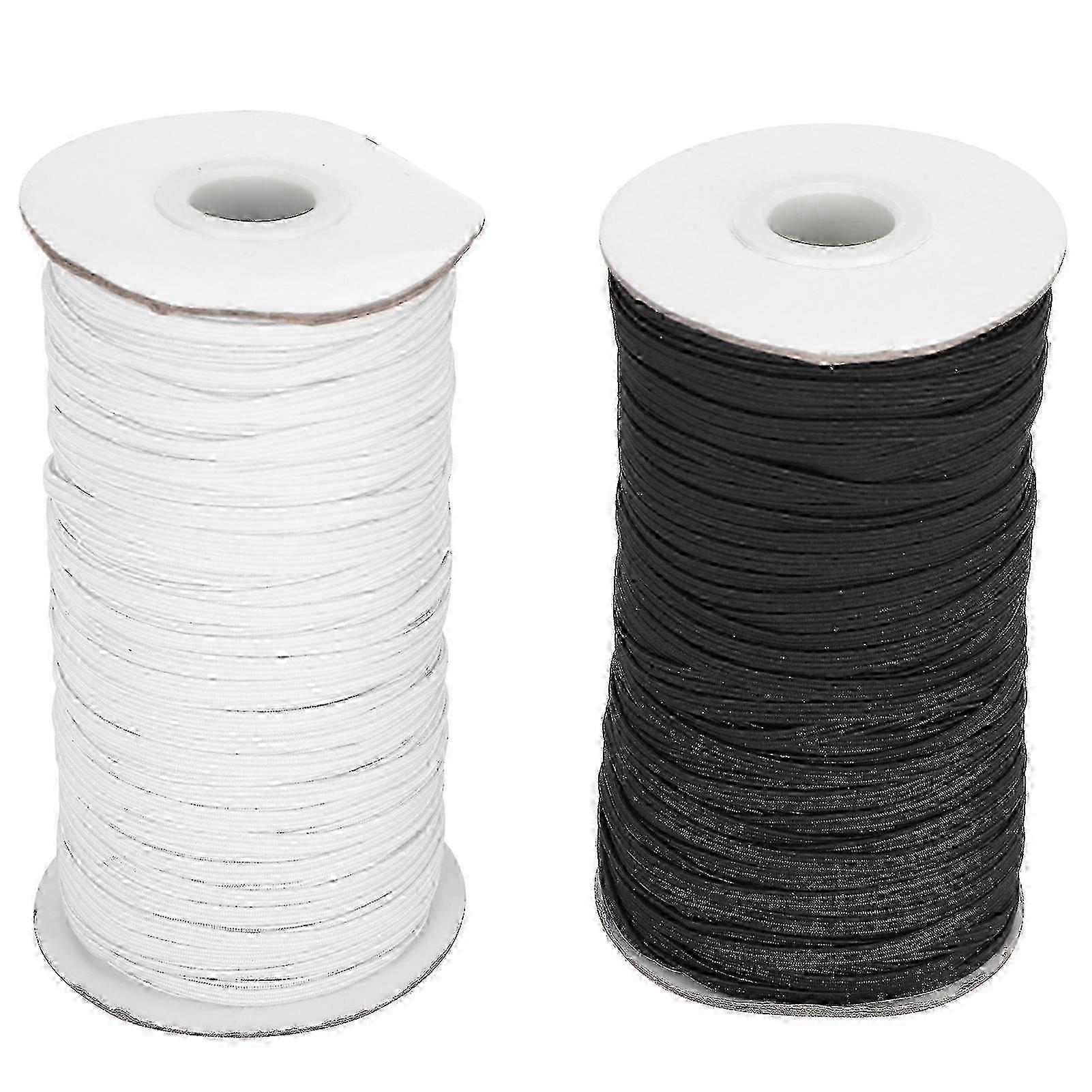 Elastic Band Flat Sewing Rope Cord String DIY Sleeve Mask Making High Elastic 100 Yard Roll(Black White )
