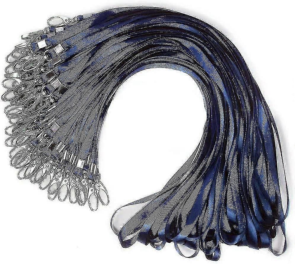 50 قطعة حبال الحبل الأسود لشارات الهوية النايلون الحبل السائبة كليب دوار هوك لمكتب معرف شارات سلاسل المفاتيح أسود -