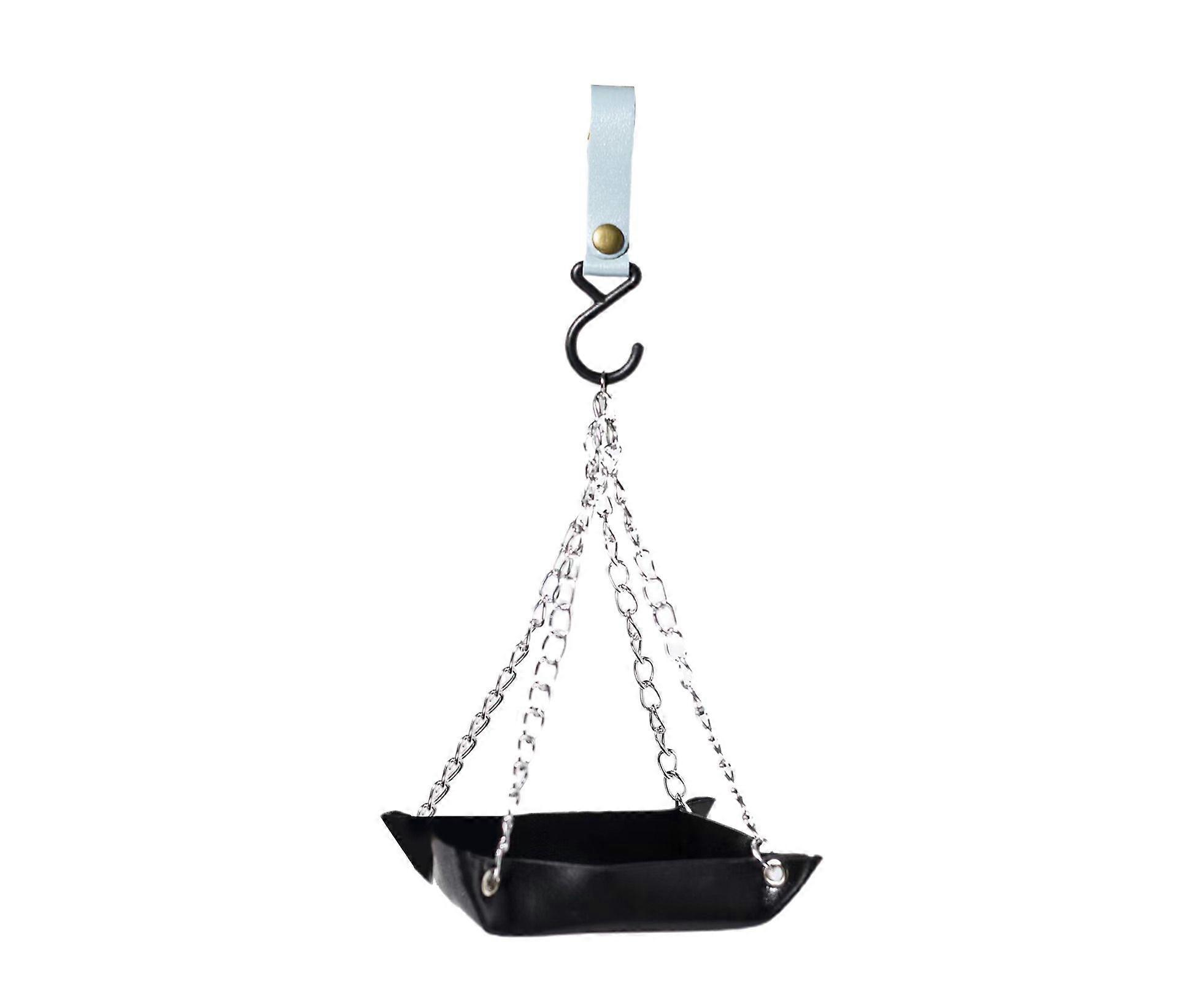 Bird Feeder Hanging with Hook Bite Resistant Waterproof Retro Refillable Anti-deformed Large Capacity Food Container for Feeding-Black