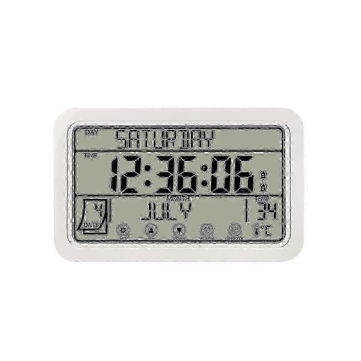 Battery-Powered 8-Inch Desk Clock Featuring Digital Time Temperature and Humidity Display