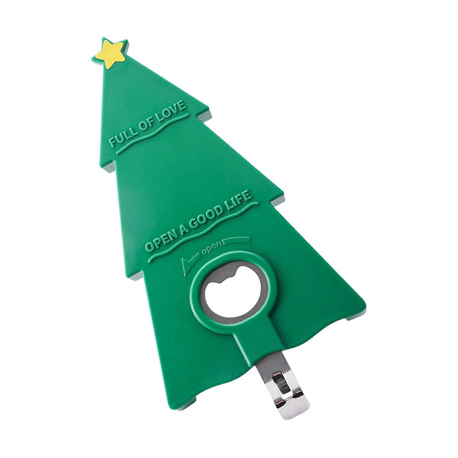 Magnetic Multi Function Jar And Can Opener With Ergonomic Grip Christmas-Tree Shape Bottle Lid Remover Multicolor
