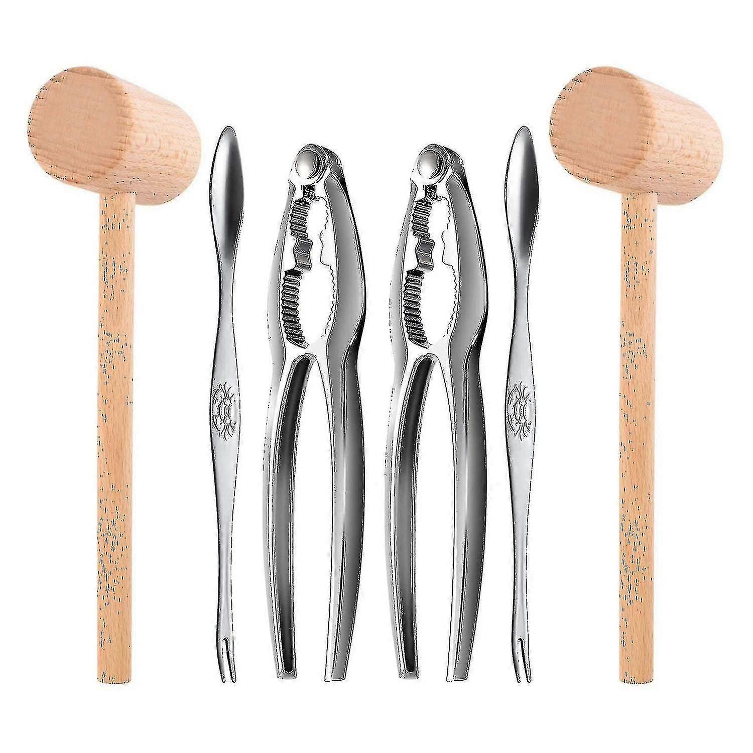 6 Seafood Tools, Including 2 Forks 2 Lobster Crackers 2 Nut Crackers, Crab Crackers And 2 Lobsters