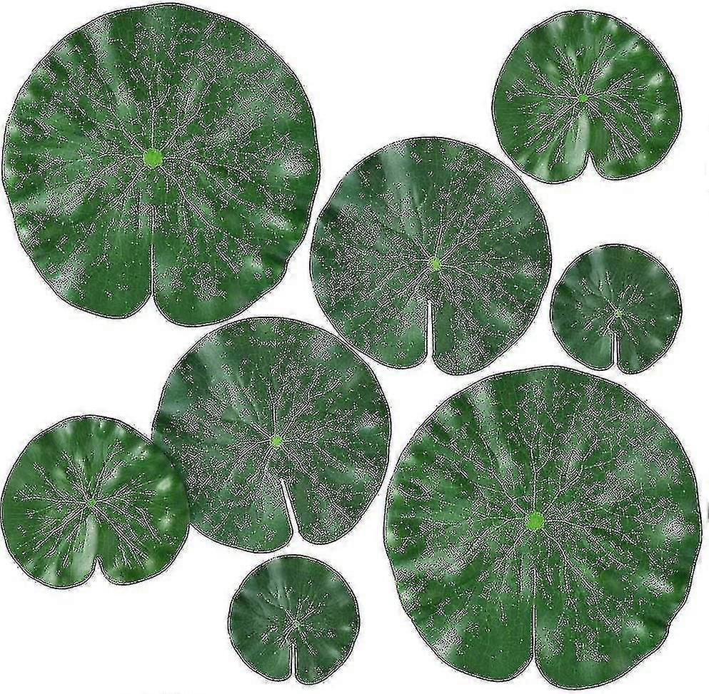 8 Pack 4 Sizes Artificial Water Lily Pads For Floating Plants And Realistic Lotus Leaves For Home, Garden, Ponds, Pool, Aquarium, Landscape