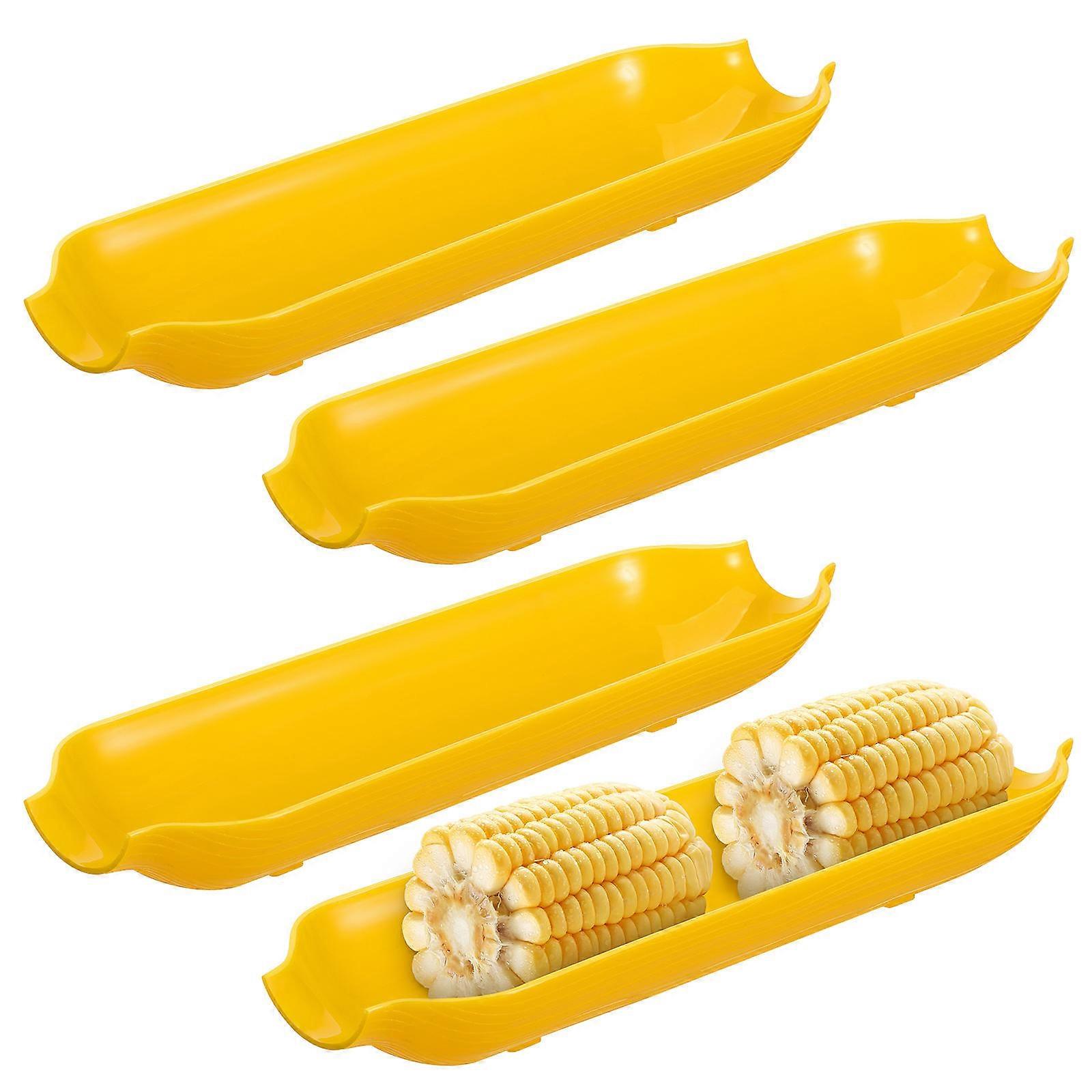 4Pcs Desktop Appetizer Serving Plate Plastic Corn Modeling Snacks Plate Snack Serving Tray