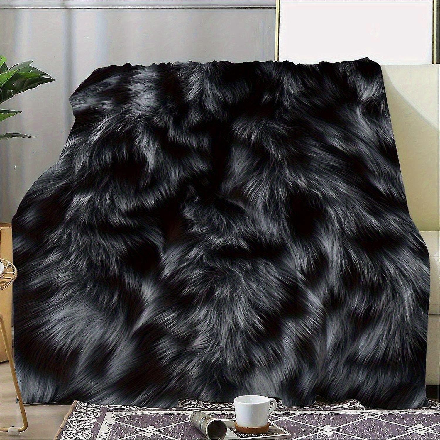 Couverture en flanelle peluche ultra-douce et épaisse Sdoo - Plaid luxueux noir et marron à la texture fourrure, idéal pour toutes les saisons et pour le canapé, -tfcxz28