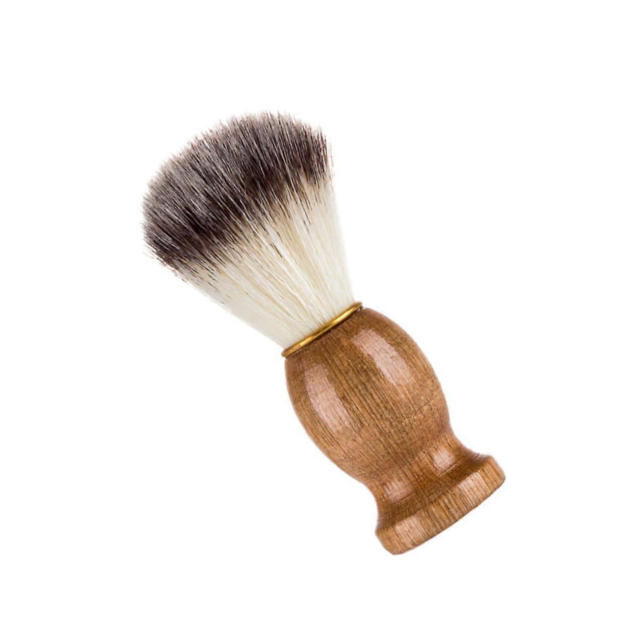 Shaving Brush with Natural Wooden Handle and Soft Nylon Bristles for Men Beard Grooming