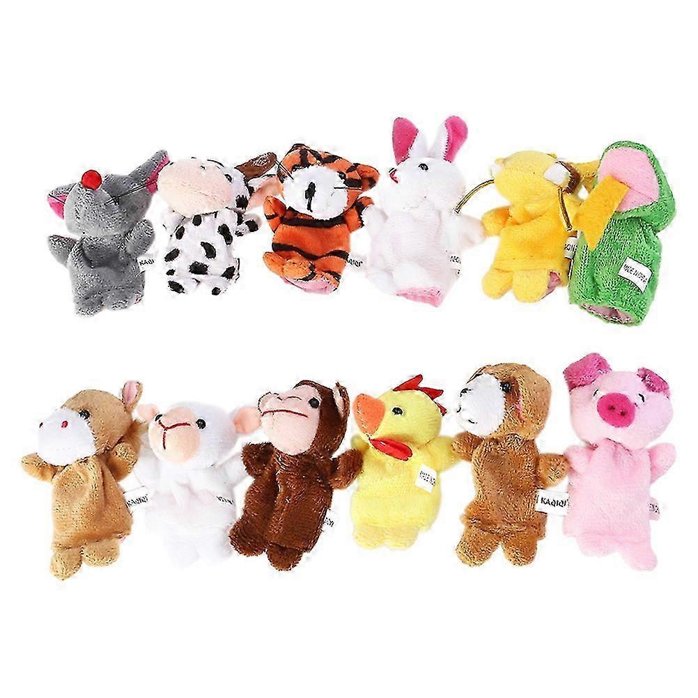 12 Pcs Puppy Puzzle Toys Open Mouth Hand Puppet Soft Animal Finger Puppet Plush Hand Puppets
