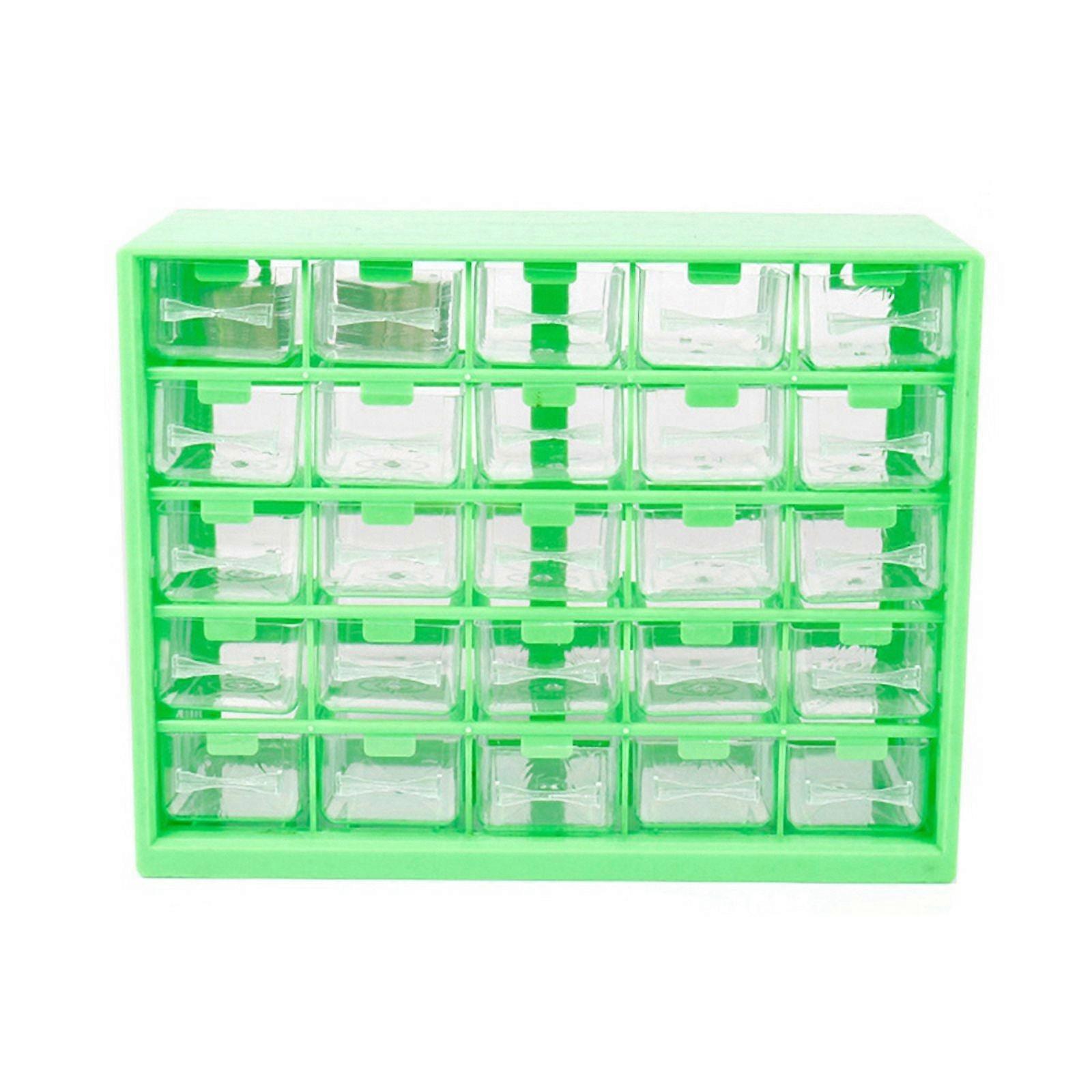 25Pc Combined Transparent Drawer Storage Cabinet Detachable Green Parts Box Hardware Sorting Box