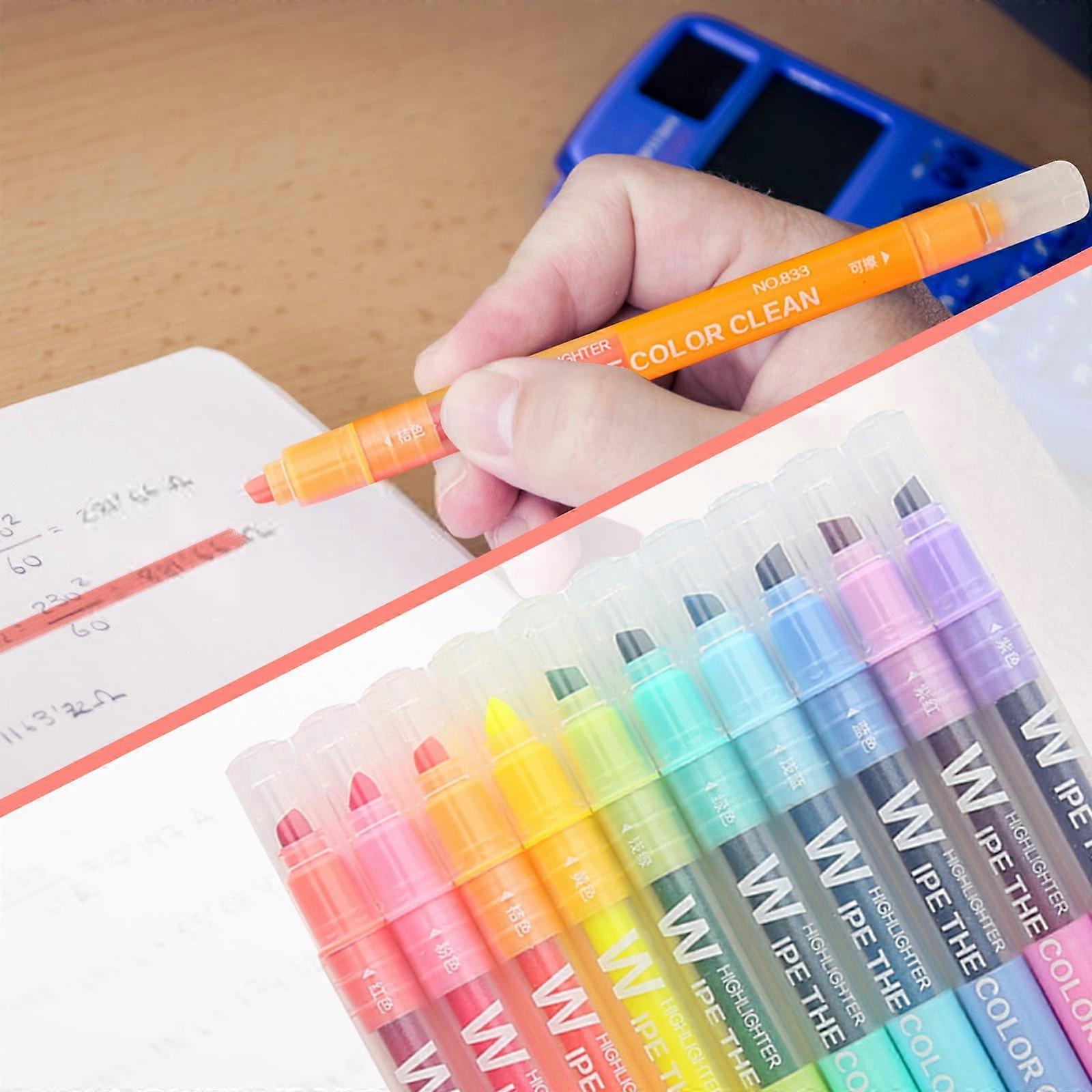 Mildliner Highlighters, Dual Tip, 10 Colors, Erasable, No Bleeding, Smooth Writing, Assorted Colors, Compatible with Journal, Bible, Planner