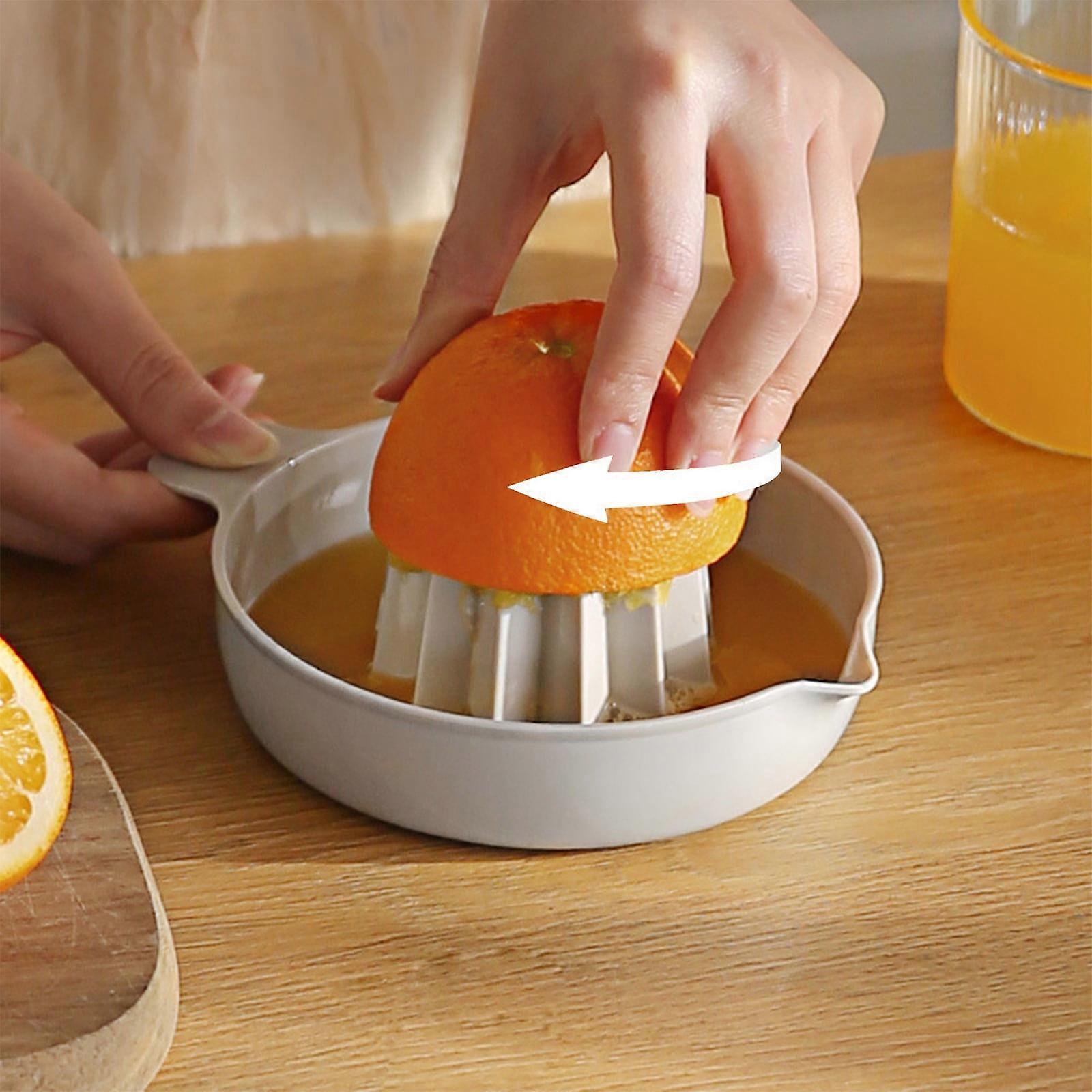 2 Pack Mini Plastic Double Layer Citrus Juicer with Handle, Manual Orange Lemon Squeezer Cup with Pour Spout, Kitchen Tool