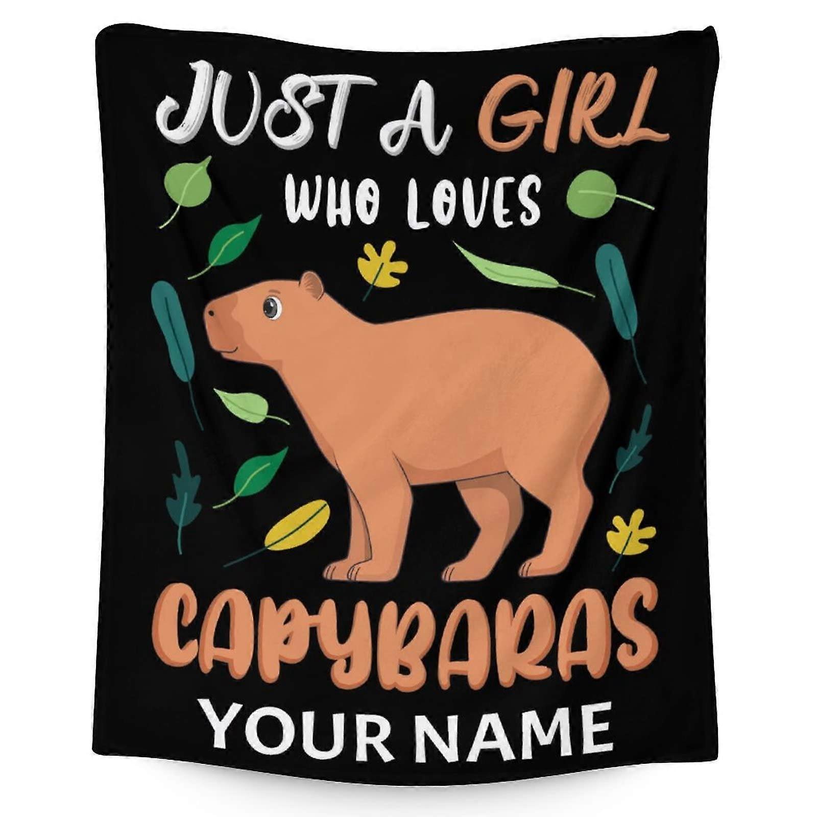 Kids Blanket with Name  Soft Flannel Throw with Charming Animal Design for Sofa, Camping, 50'x60', Black