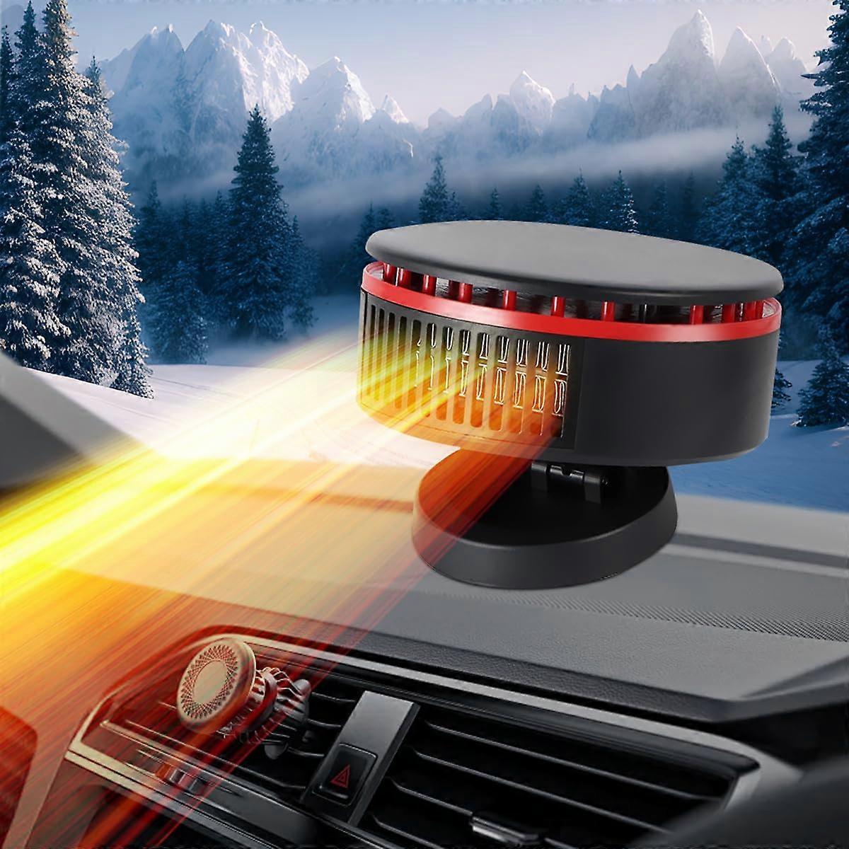 12V Car Heater Defroster with Fast Heating Dual Mode and 360 Degree Rotation Red and Black
