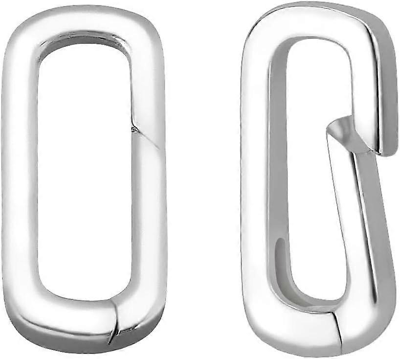 2Pcs 925 Sterling Silver Spring Gate Rings 13.5mm Long Rectangular Spring Bail Connector Clasp Necklace Bracelet Extender Clasps Spring Rings Connecto