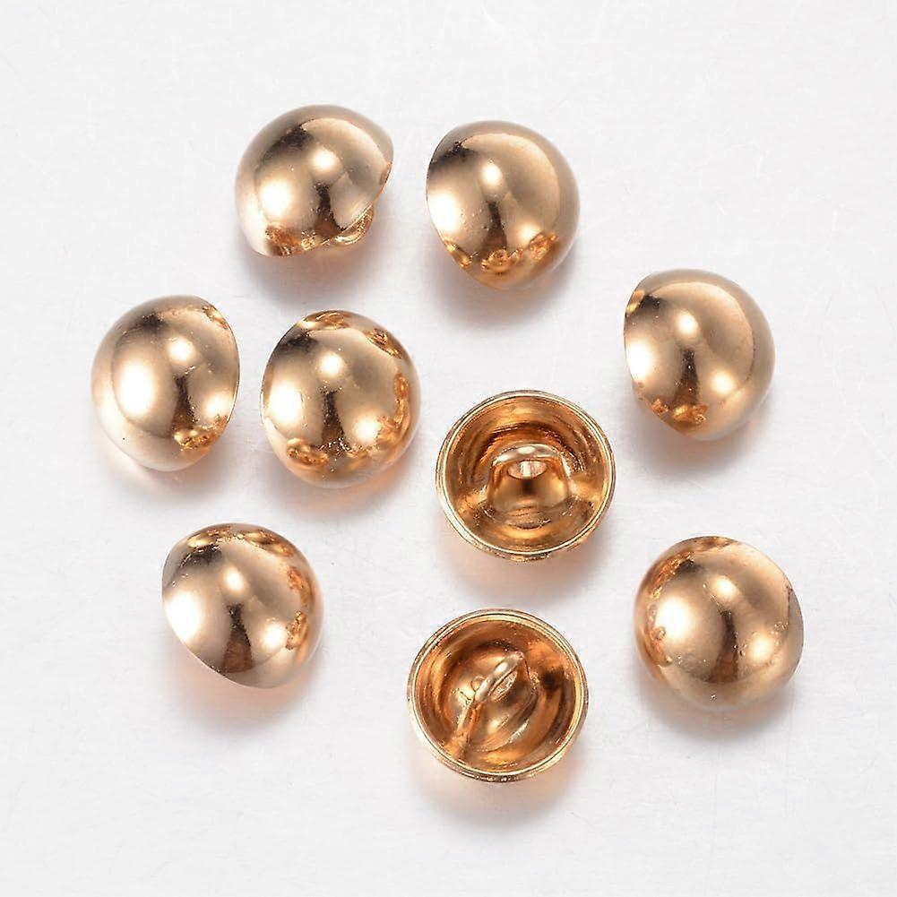 2Pcs Alloy Shank Buttons 1-Hole Dome Half Round Light Gold 0.79x0.39 Inch
