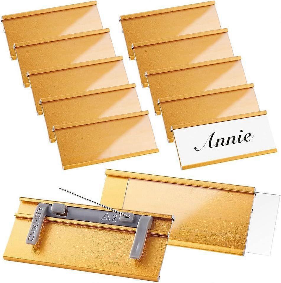 12 Pcs Aluminium Name Tags with Card Slot and Pin Badge Blank Name Tags Reusable ID Badge Holders Personnel Labels Office Workers Students Employee (1