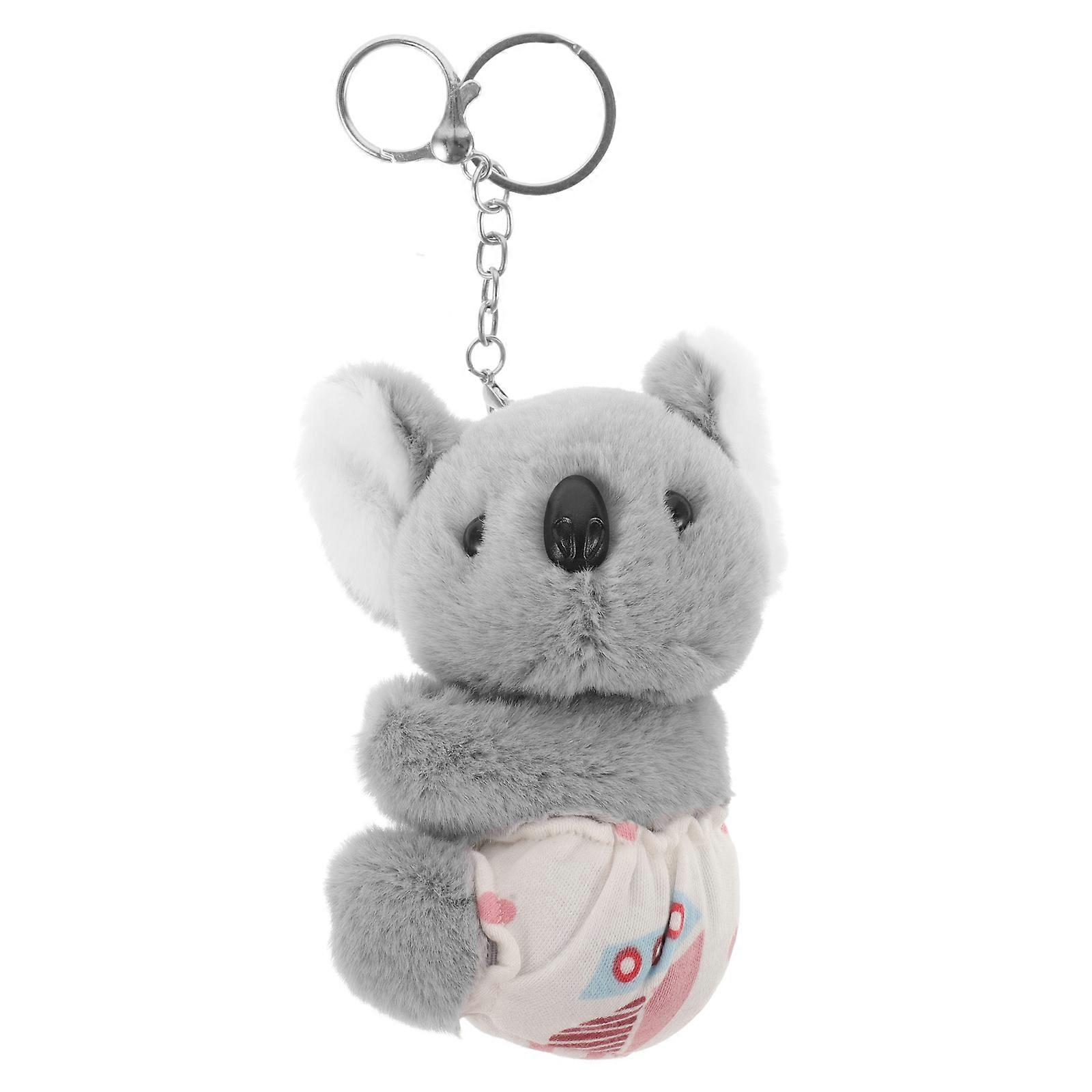 Plush Keychain Koala Doll Keychain Backpack Ornament Grey Plush Material 1Set