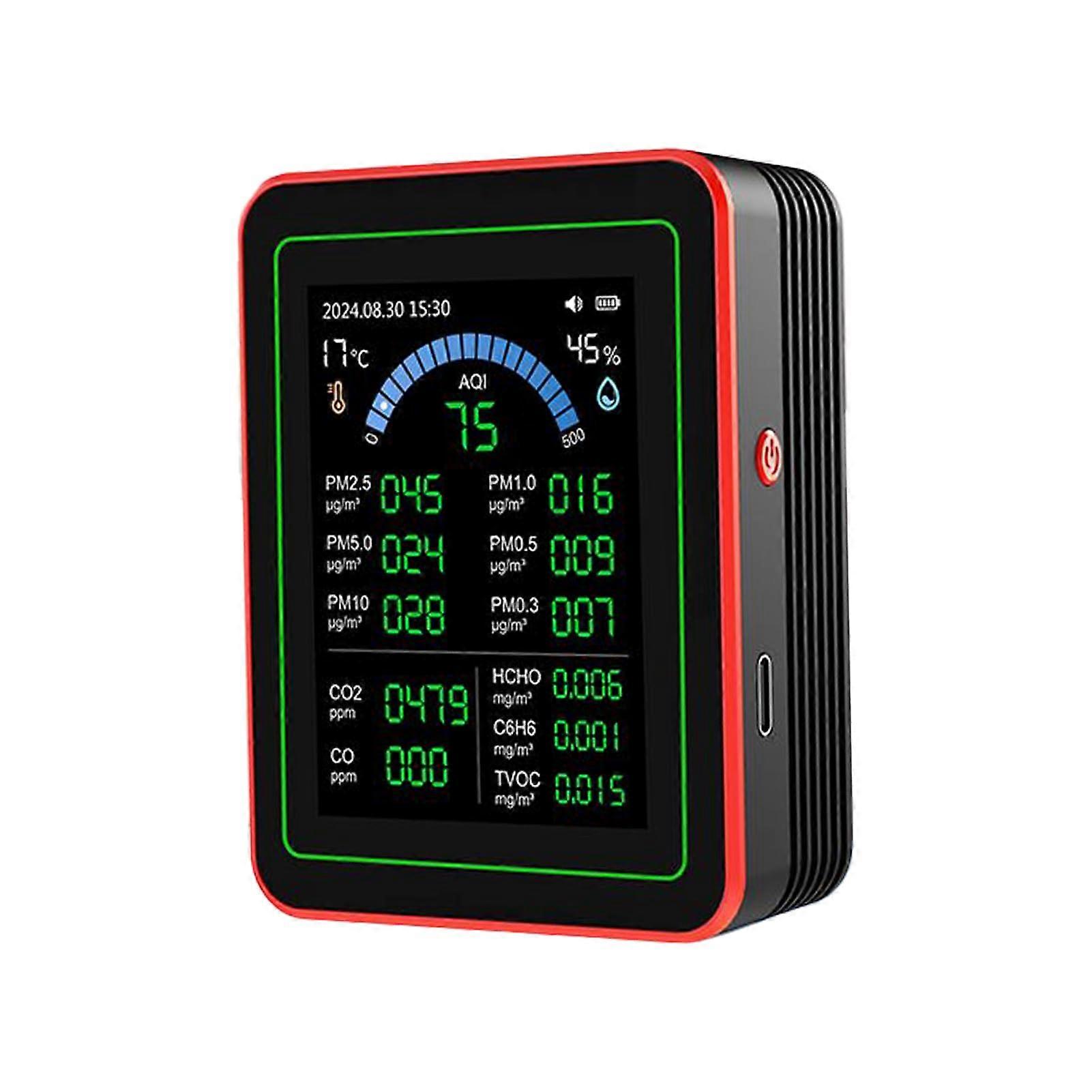 18in1 Air Quality Monitor CO2 Detector with RealTime Tracking PM2.5 TVOC Temp Humidity Display