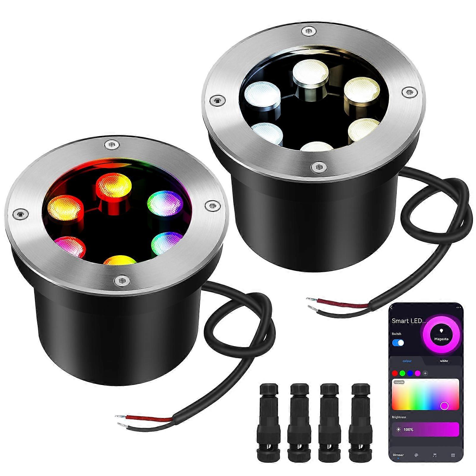 Smart LED Landscape Lights 2 Pack, Low Voltage IP65 Outdoor Spotlights with WiFi Bluetooth Control