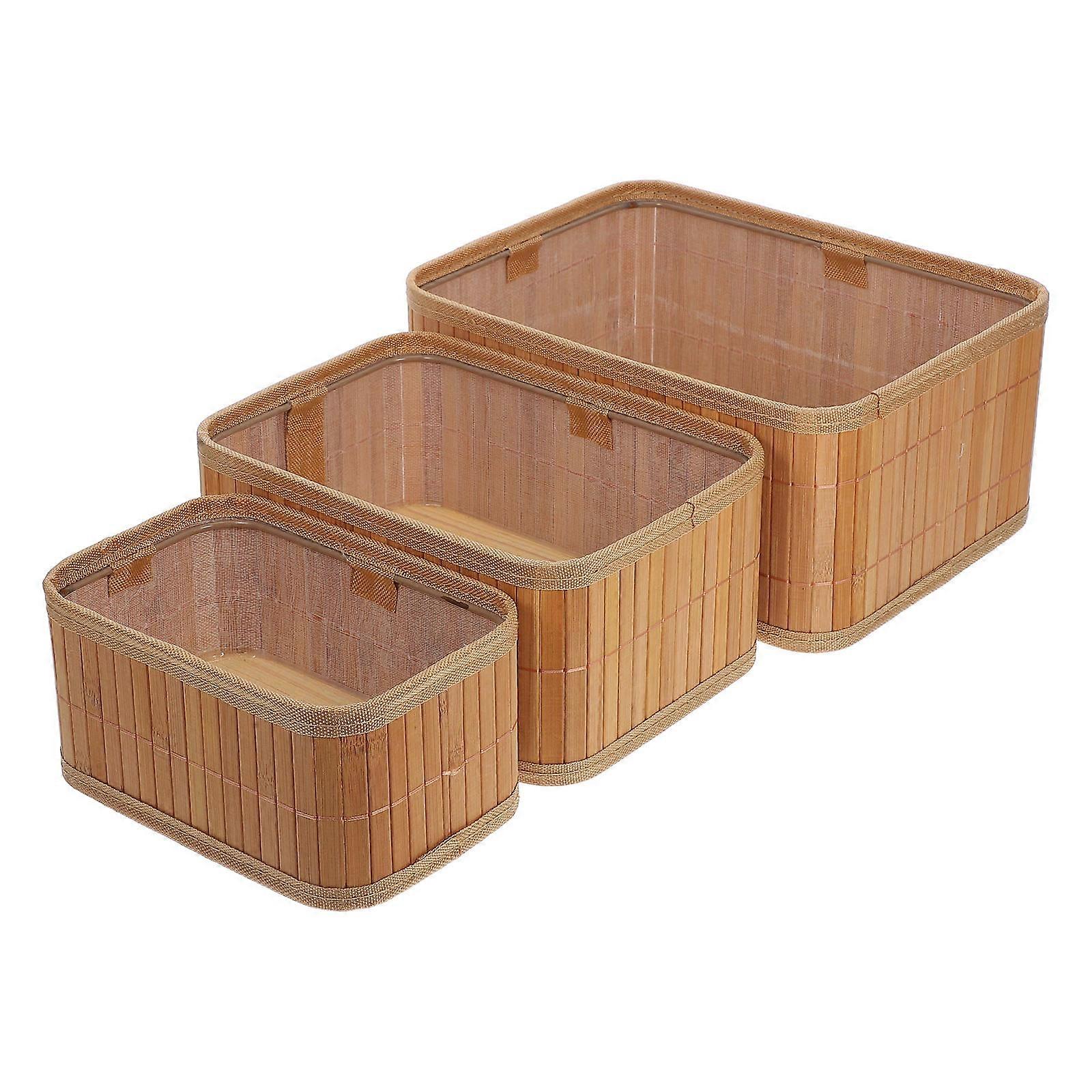 Storage Basket Bamboo Small Basket for Storage 3Pcs Practical Wicker Containers