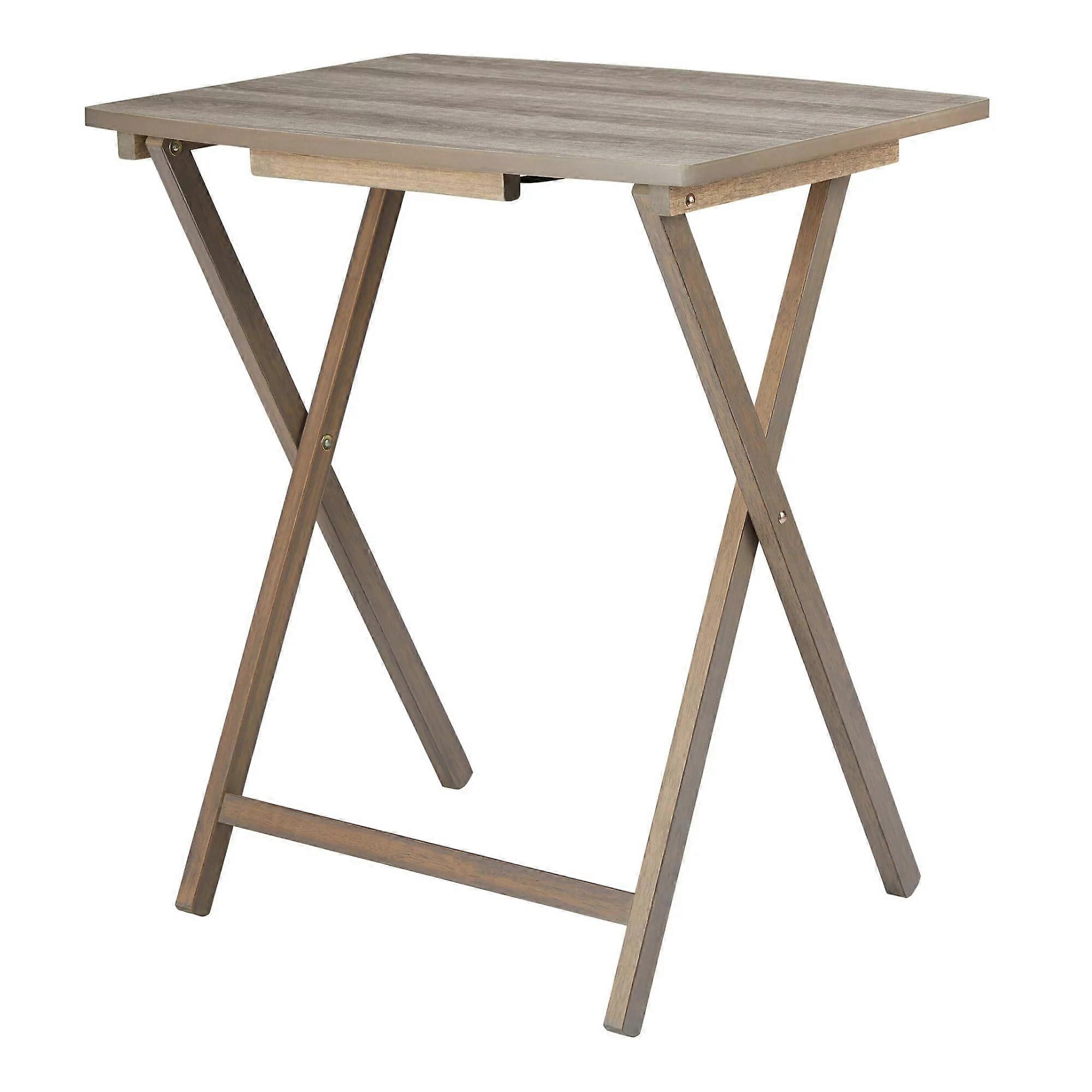 Oversized Rustic Gray TV Tray Table, Folding SpaceSaving Design for Small Spaces, 26x23.6x17.7