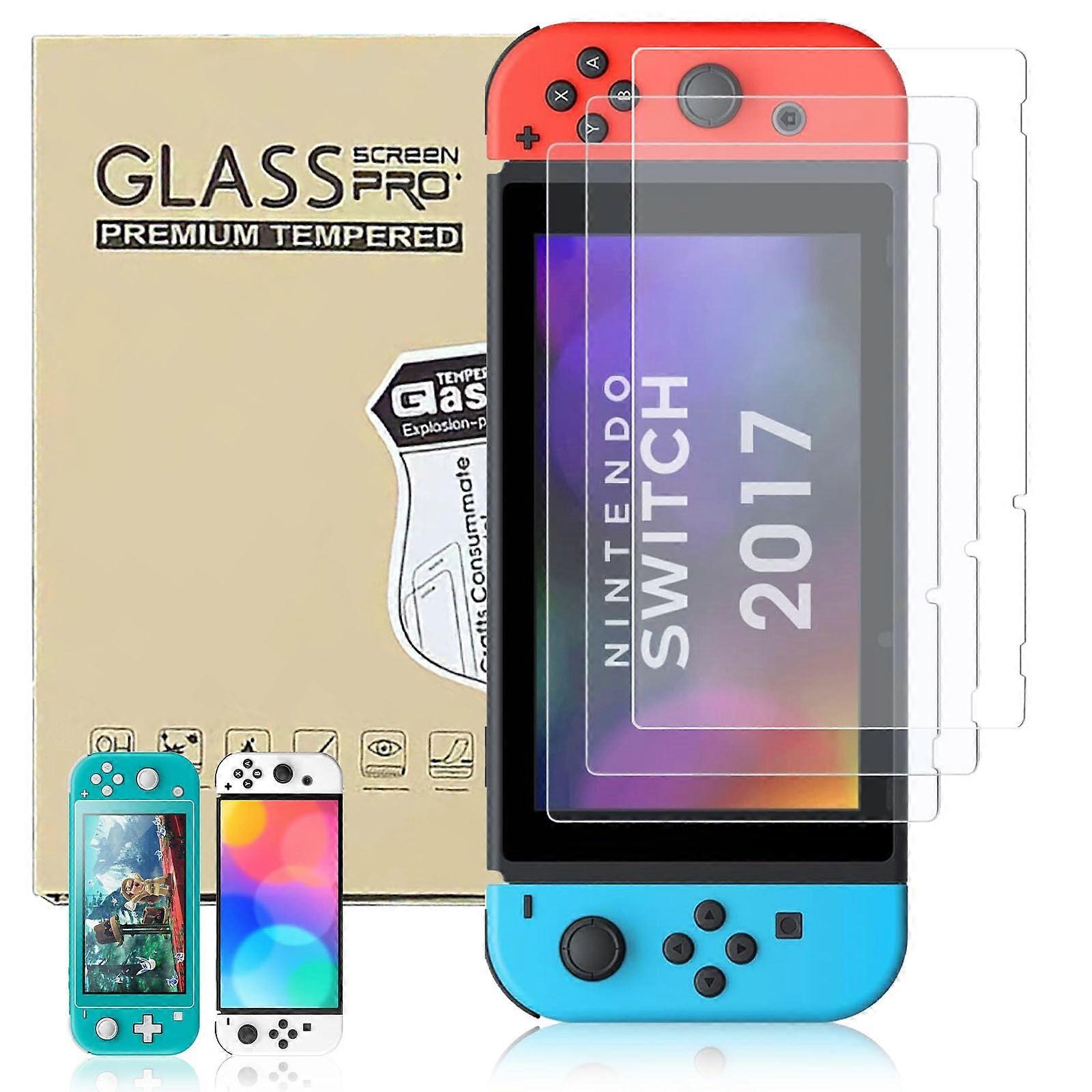 Tempered Glass Screen Protector 3 Pack for Nintendo Switch, Ultra Clear HD, Bubble Installation
