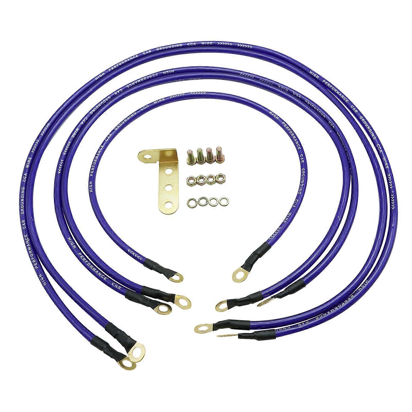 Car Grounding Wire Kit 5in1 Universal Blue Set for Faster Engine Start and Improved Power Efficiency
