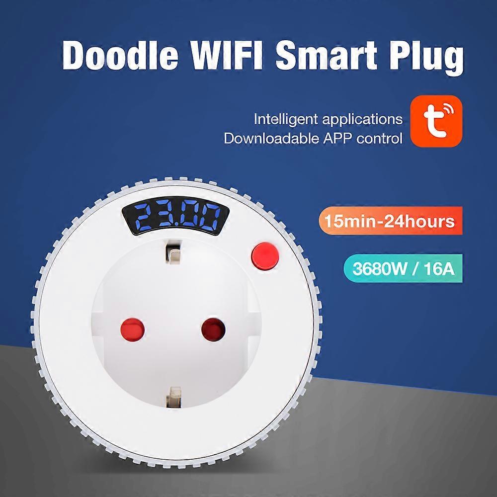 WiFi Smart Timer Socket Digital Display Countdown Switch Socket 15mins-24h 1m-23h59min Timing Control Plug Timer Switch EU Plug