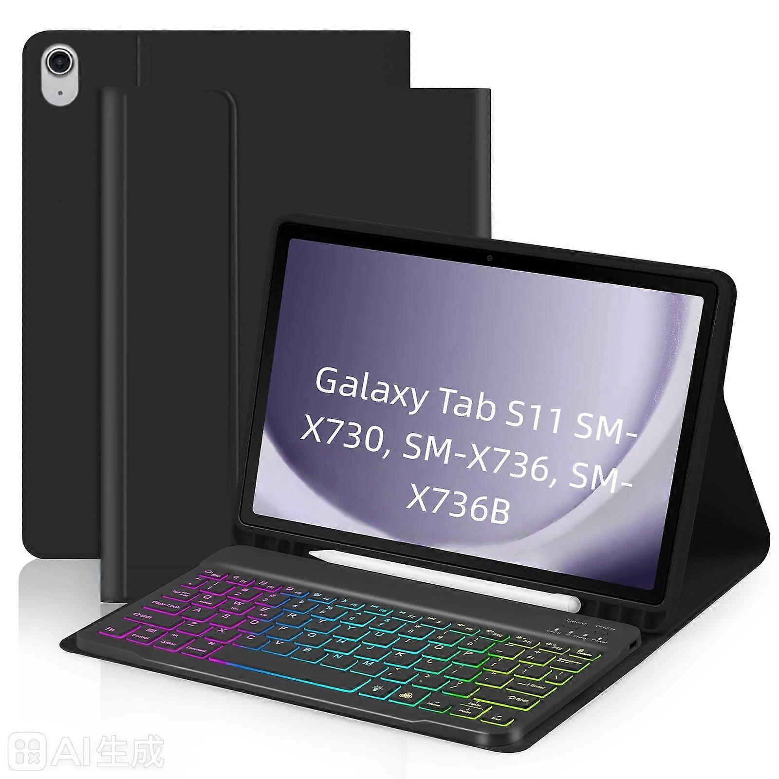 RGB Backlit Bluetooth Keyboard For Samsung Galaxy Tab S11, PU Leather Stand Case