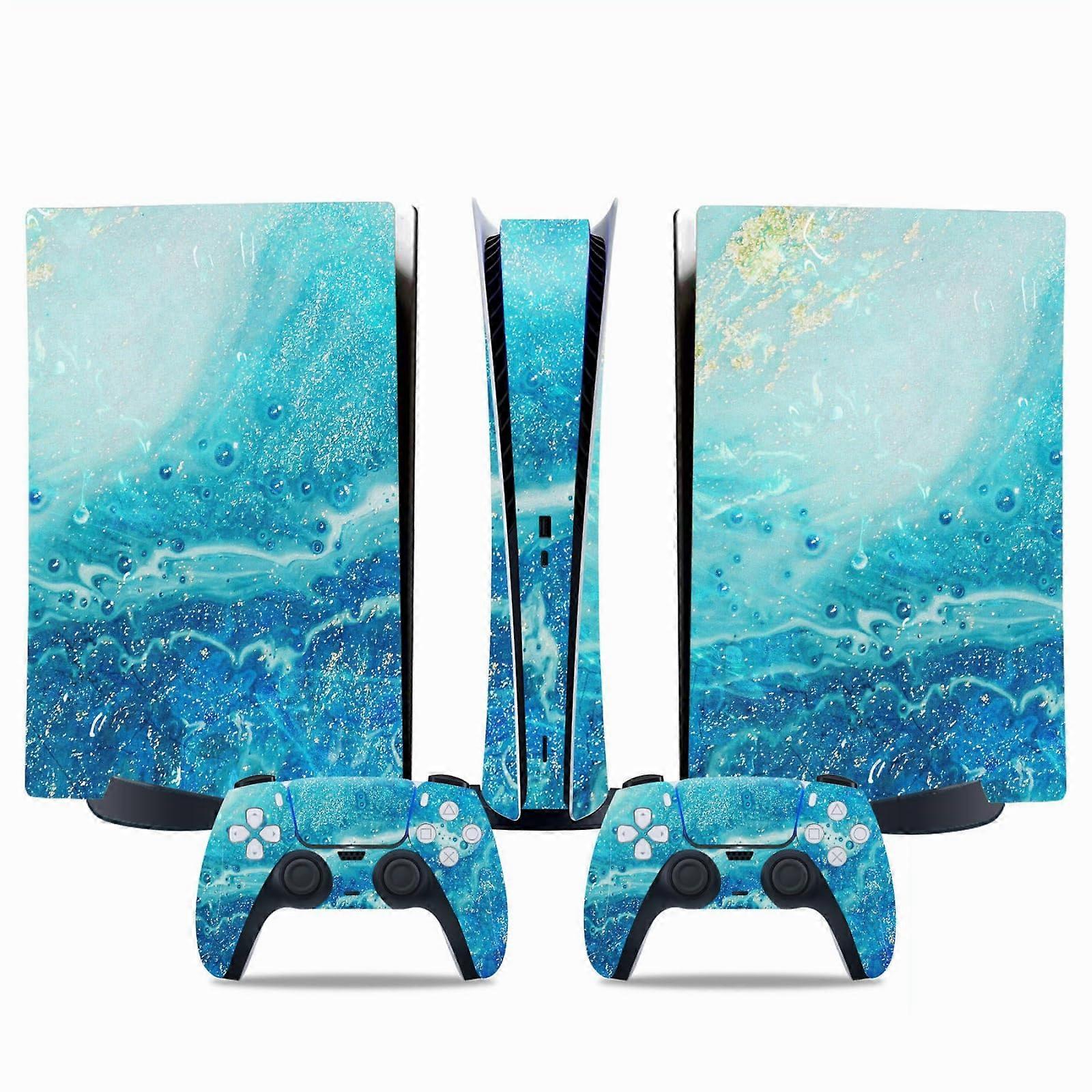 Vinyl Skin Full Coverage Protective Decal for PS5 Console and Controller (Disc and Digital Edition) Blue