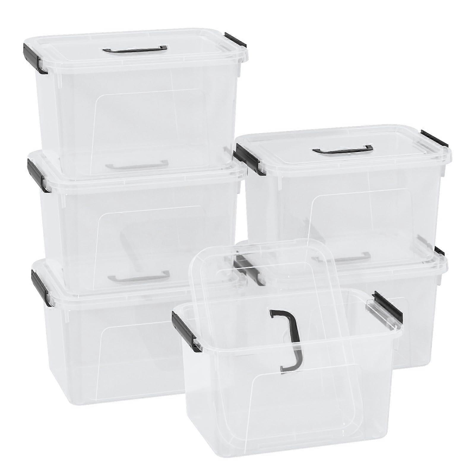 Clear Storage Bins 6 Pack 12 Quart Stackable Plastic Containers with Handle for Home Organization