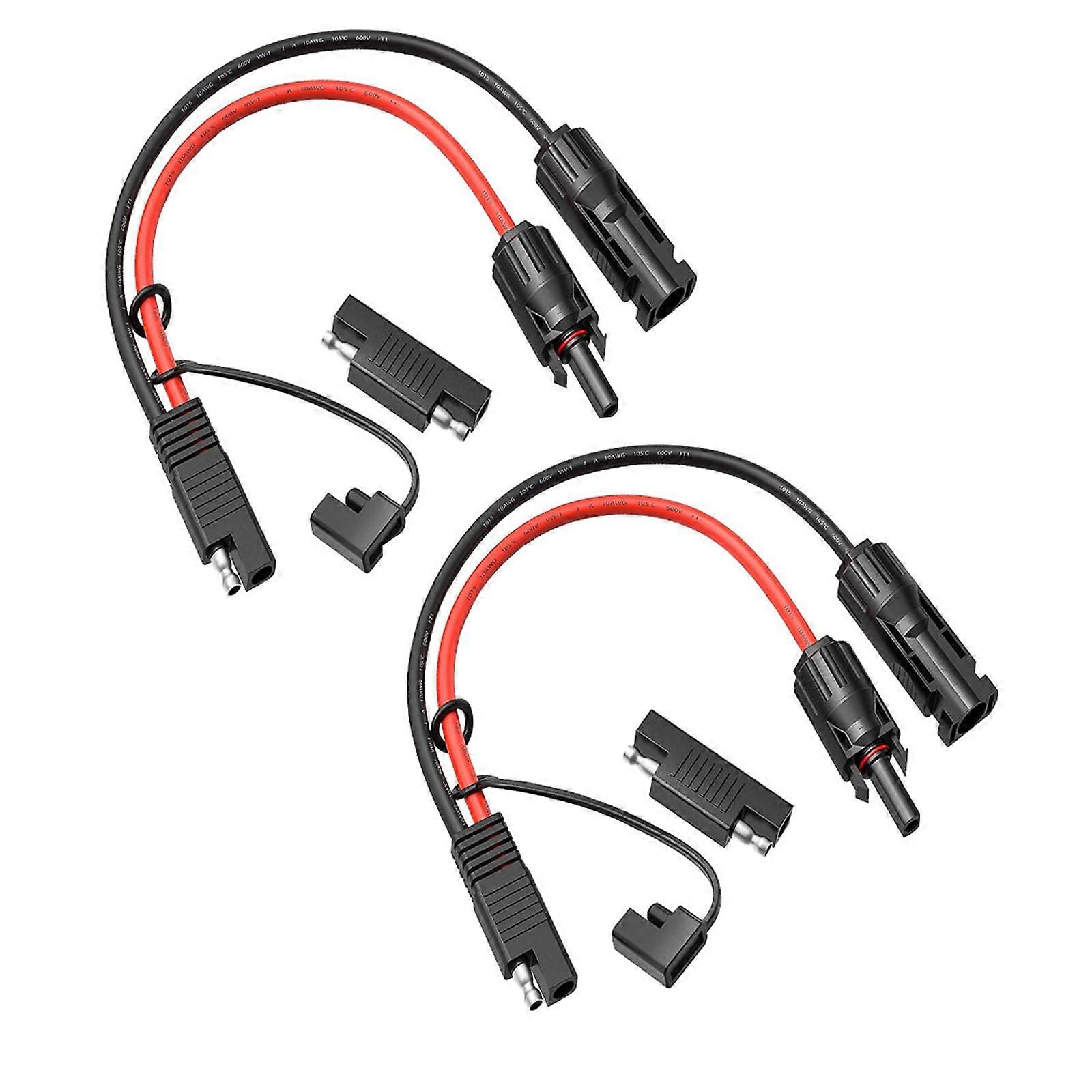2PCS 1FT 10AWG MC4 to SAE Adapter Cable with Polarity Reverse Connector for Solar Panel Extension