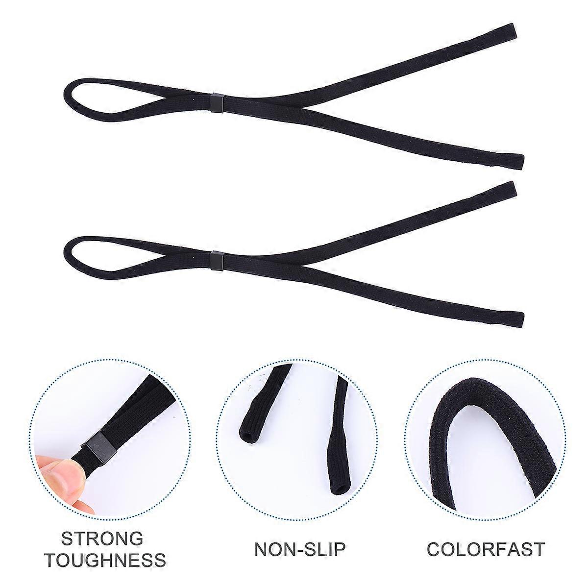 Outdoor Glasses Rope Adjustable Function with 2Pcs Non-Slip Eyewear Strap Black